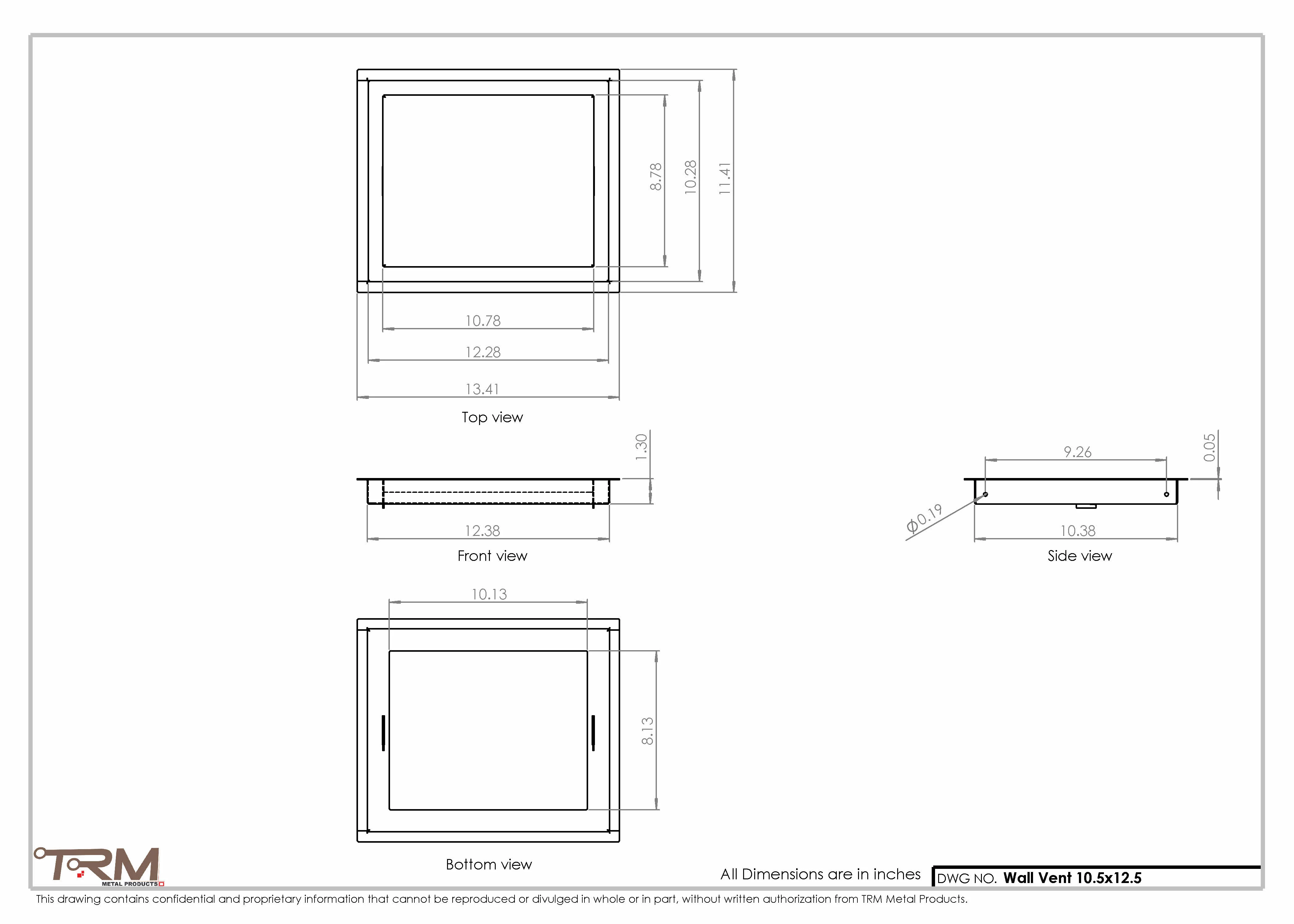 10.5x12.5 - Wall Vent - Modern Vent Cover -  Return Air Vent - TRM Metal  12.5x10.5 - Image 2