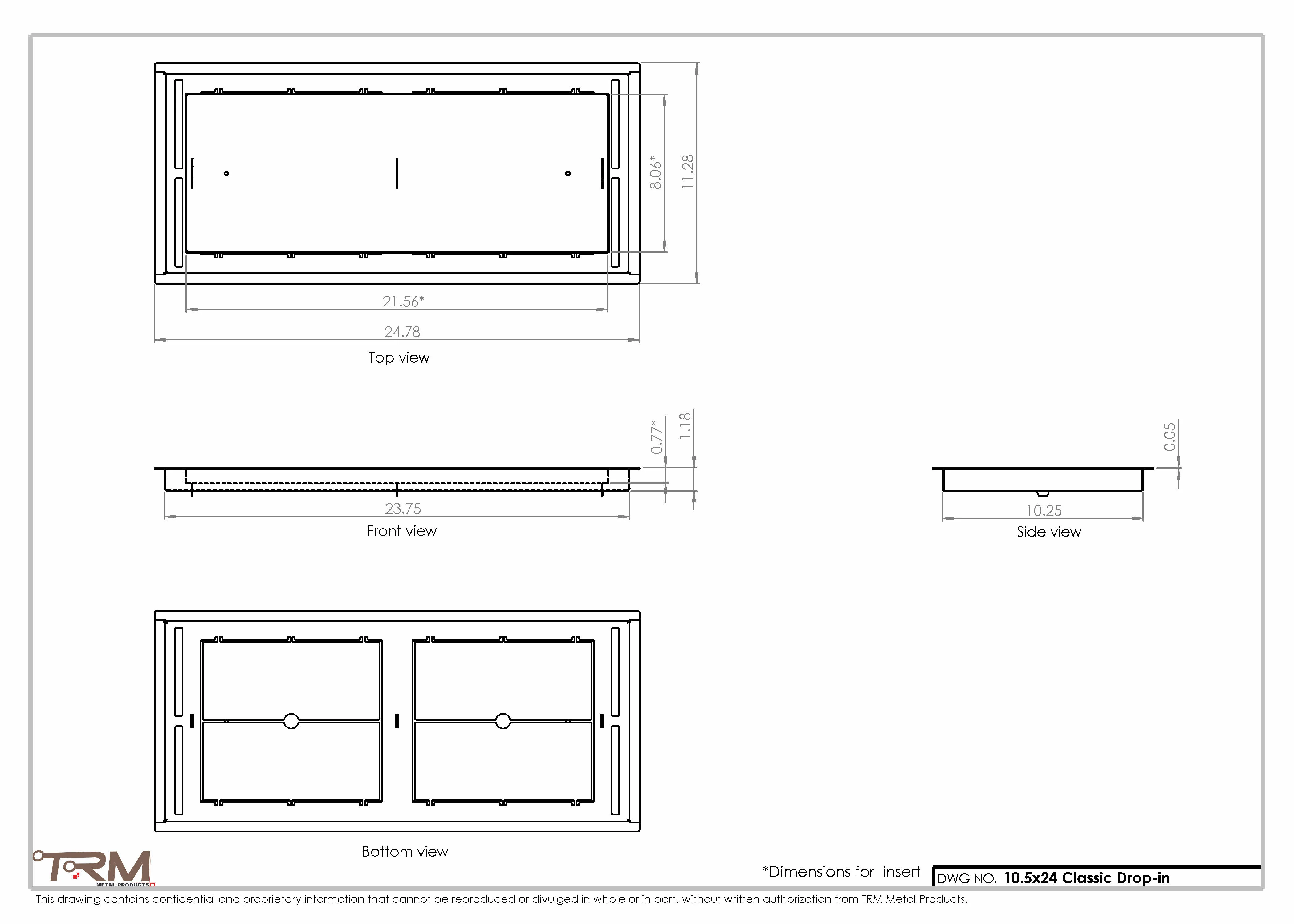 10.5x24 - Classic Drop-in Air Vent, Flush Floor-Matching, All Metal, Floor Vent Cover - TRM Metal  24x10.5 - Image 2