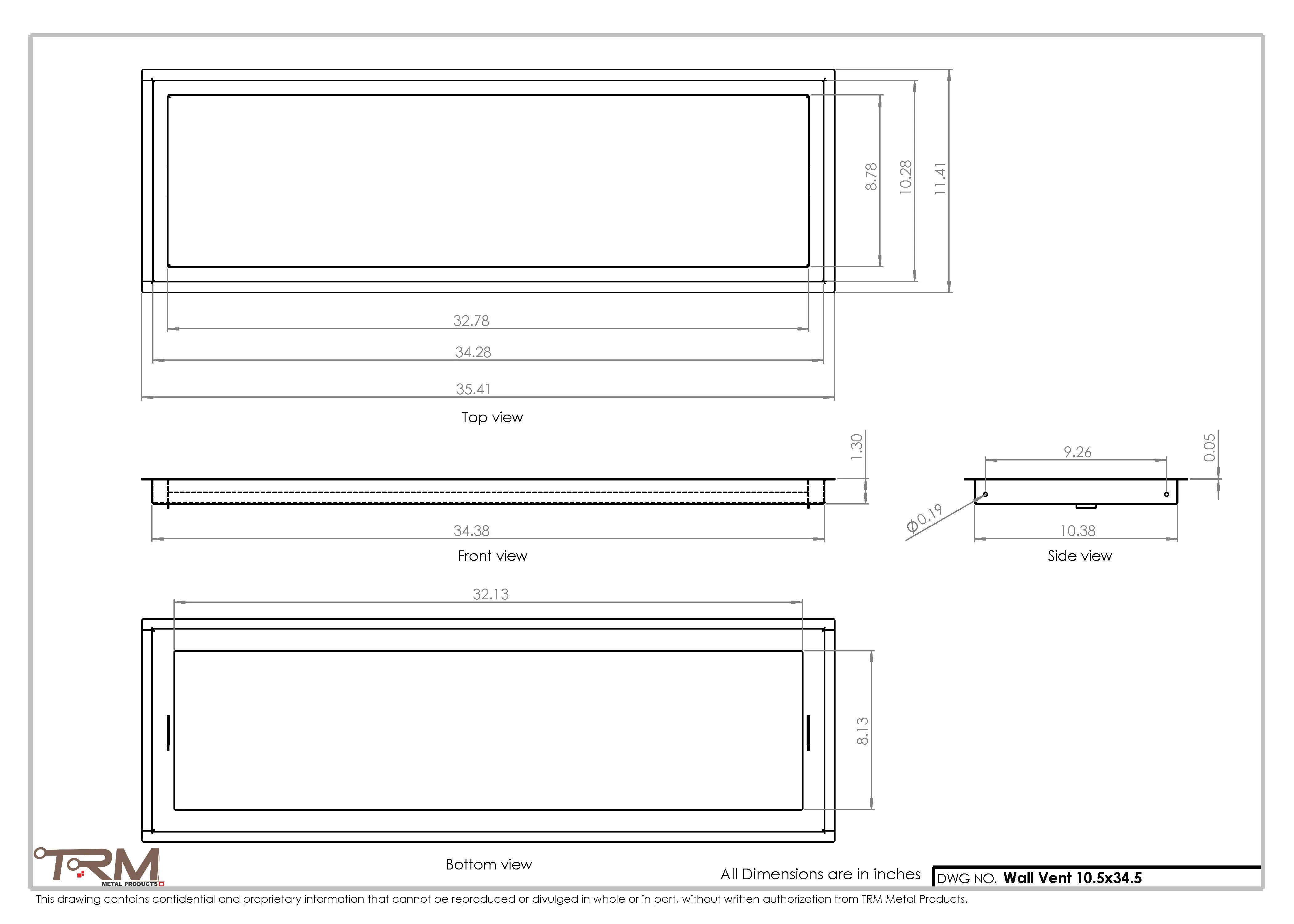 10.5x34.5 - Wall Vent - Modern Vent Cover - Return Air Vent - TRM Metal 34.5x10.5 - Image 2