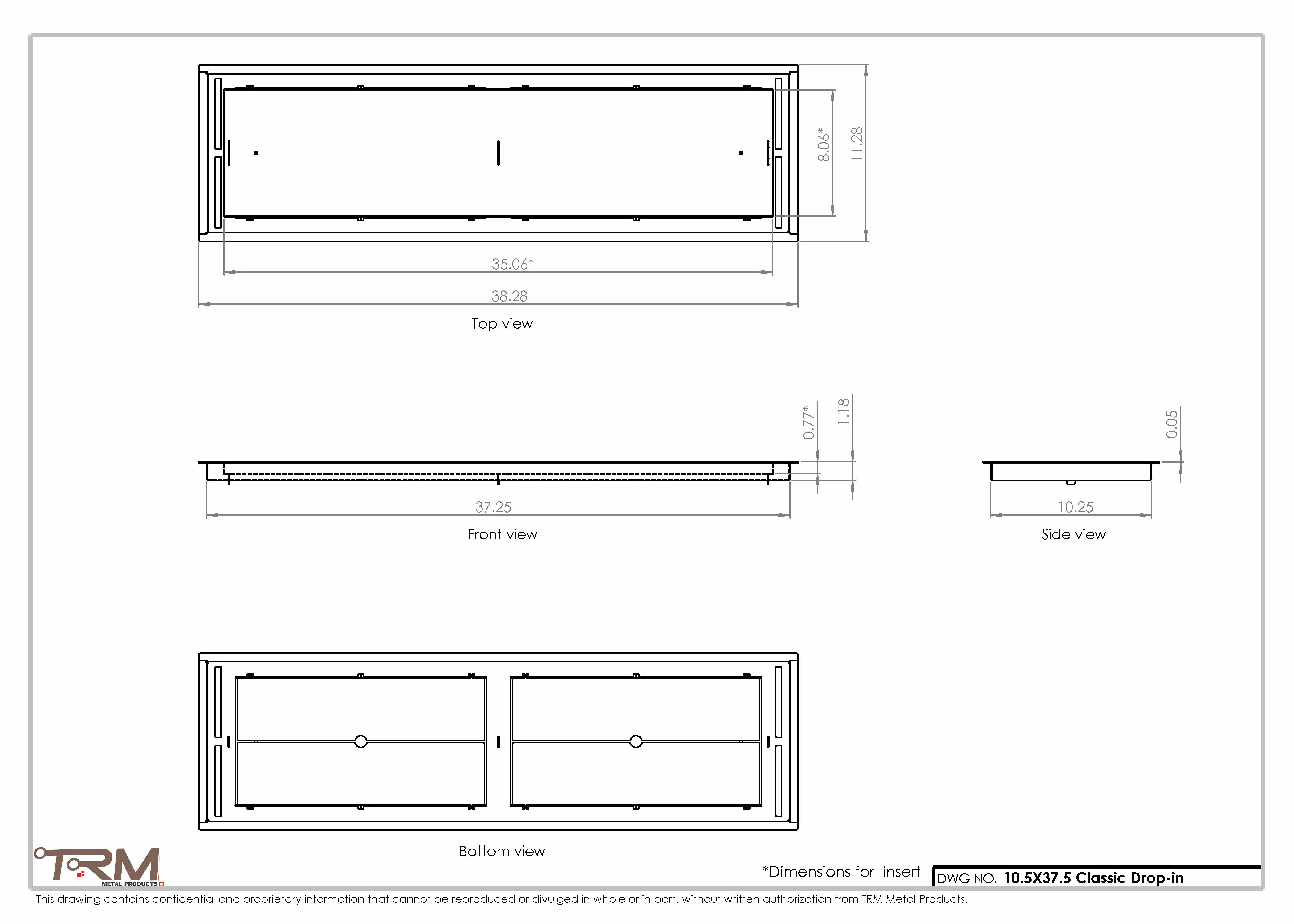 10.5x37.5 - Classic Drop-in Air Vent, Flush Floor-Matching, All Metal, Floor Vent Cover - TRM Metal  37.5x10.5 - Image 2