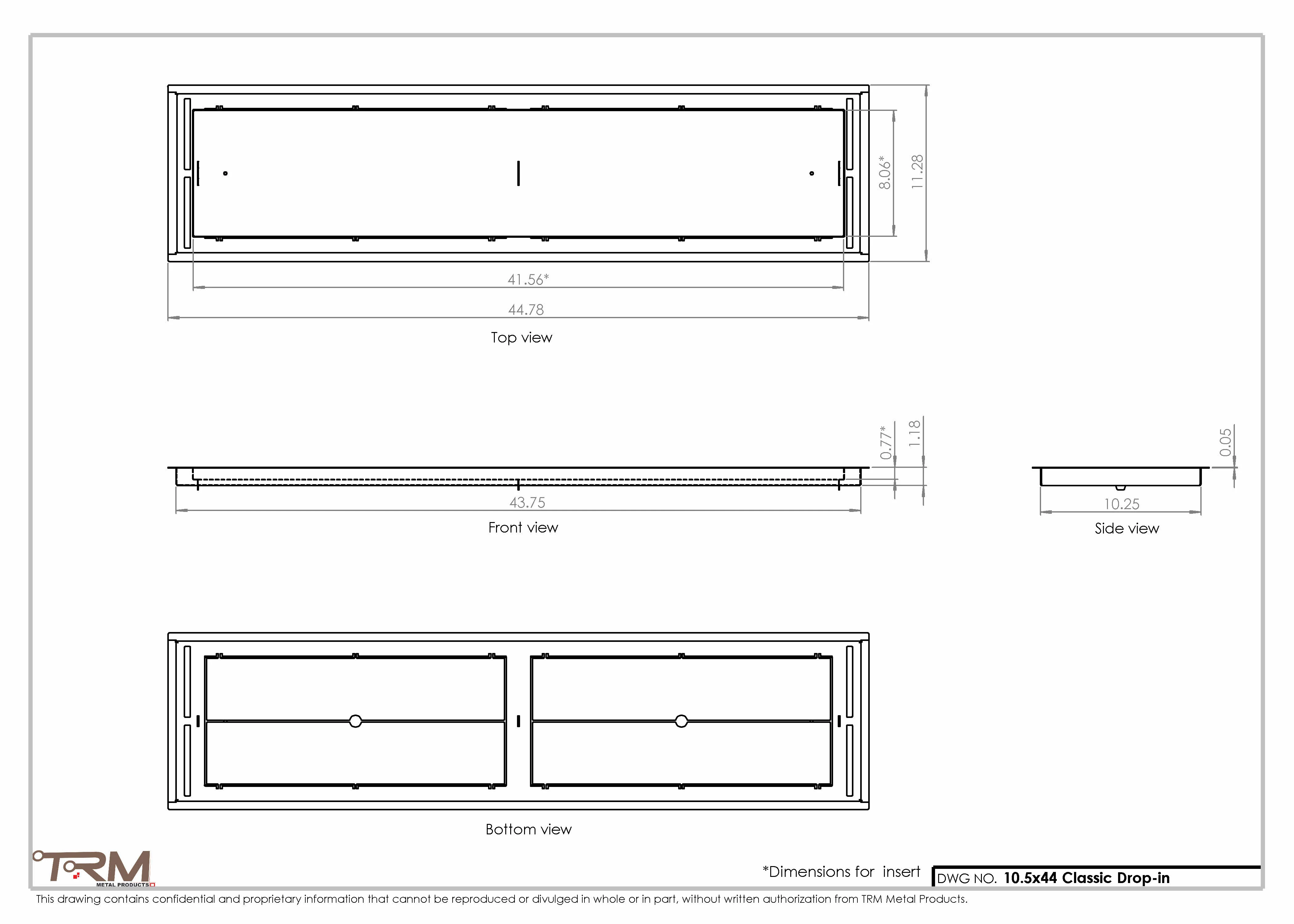 10.5x44 - Classic Drop-in Air Vent, Flush Floor-Matching, All Metal, Floor Vent Cover - TRM Metal  44x10.5 - Image 2