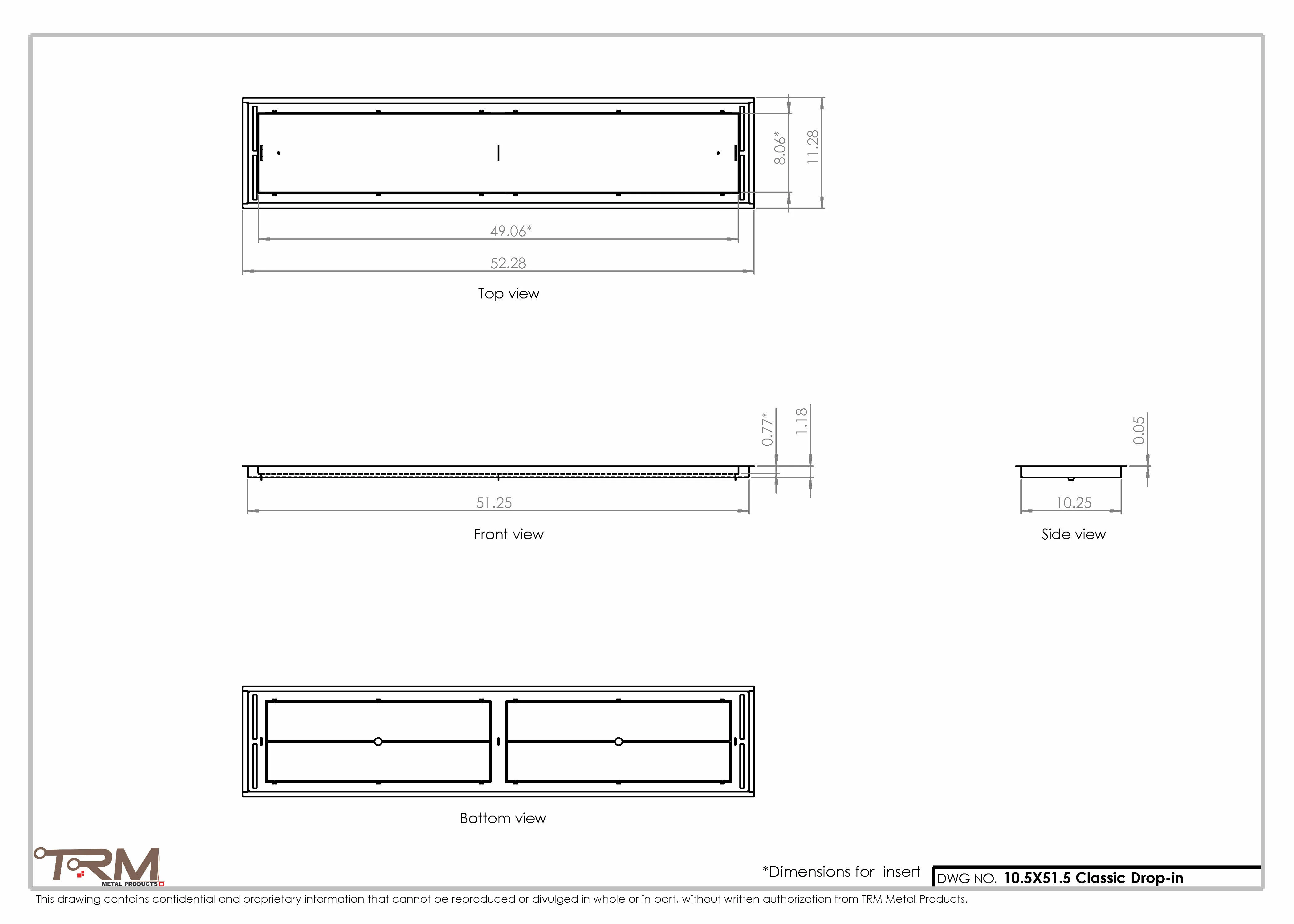 10.5x51.5 - Classic Drop-in Air Vent, Flush Floor-Matching, All Metal, Floor Vent Cover - TRM Metal 51.5x10.5 - Image 2