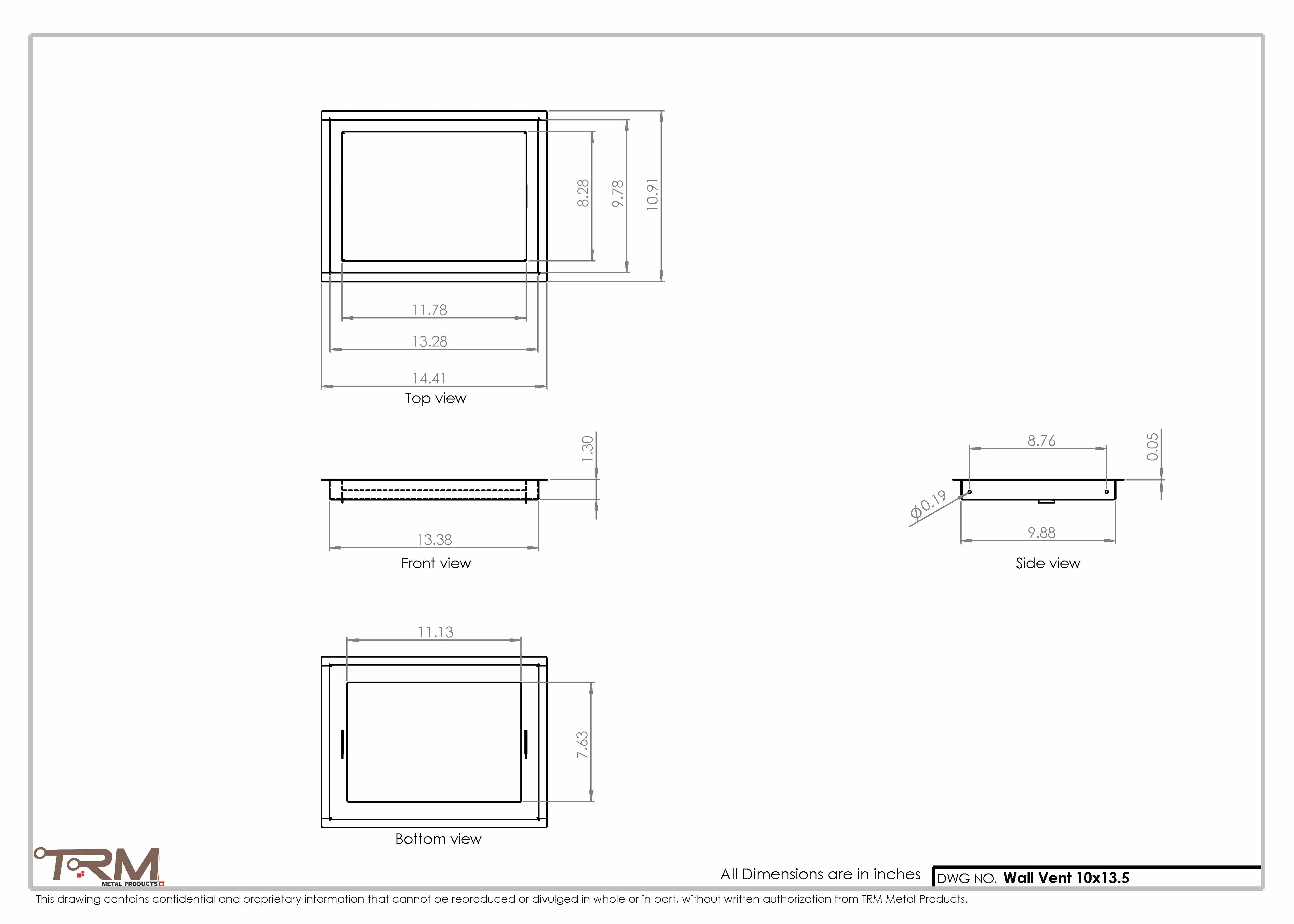 10x13.5 - Wall Vent - Modern Vent Cover -  Return Air Vent - TRM Metal  13.5x10 - Image 2