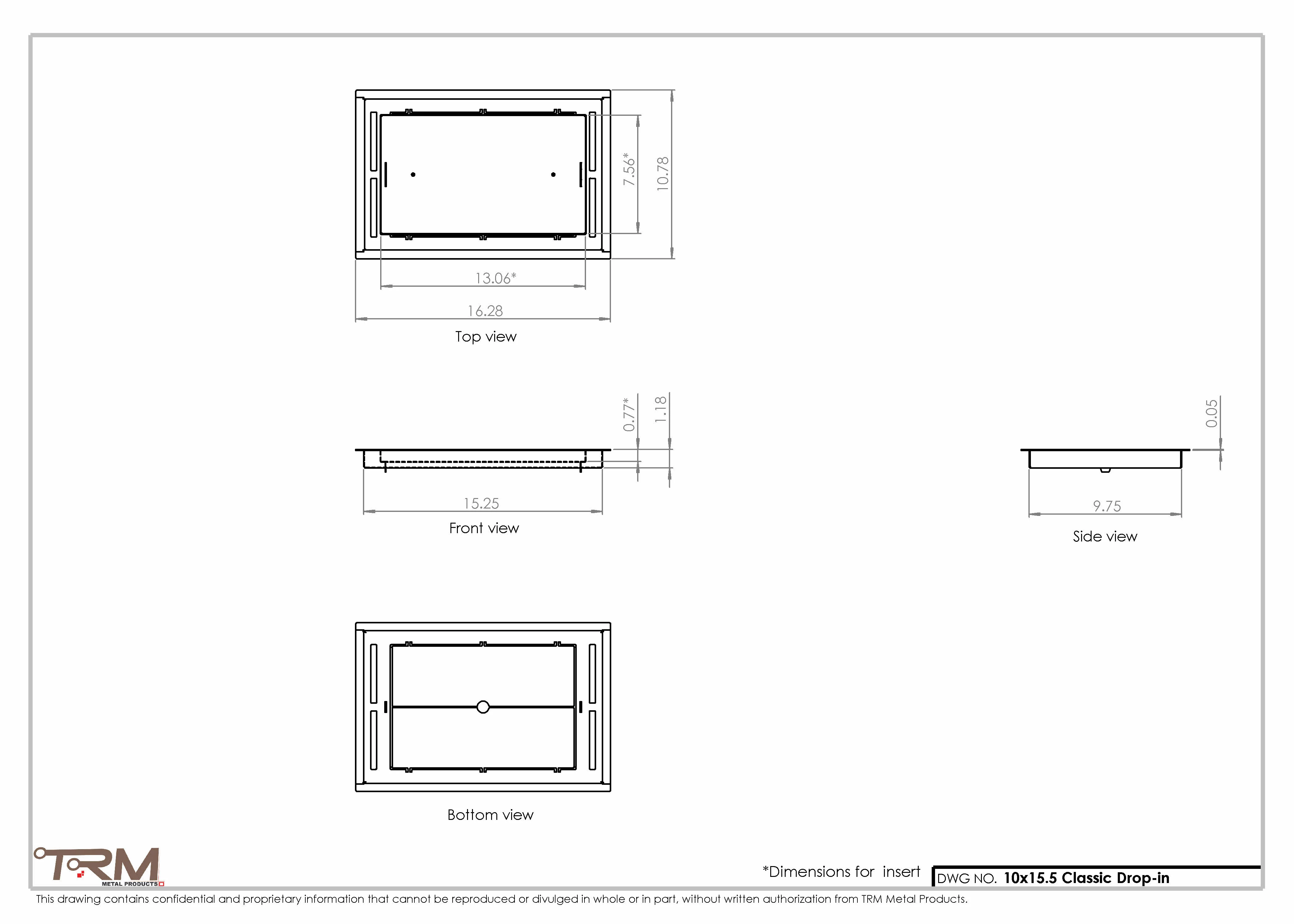 10x15.5 - Classic Drop-in Air Vent, Flush Floor-Matching, All Metal, Floor Vent Cover - TRM Metal  15.5x10 - Image 2