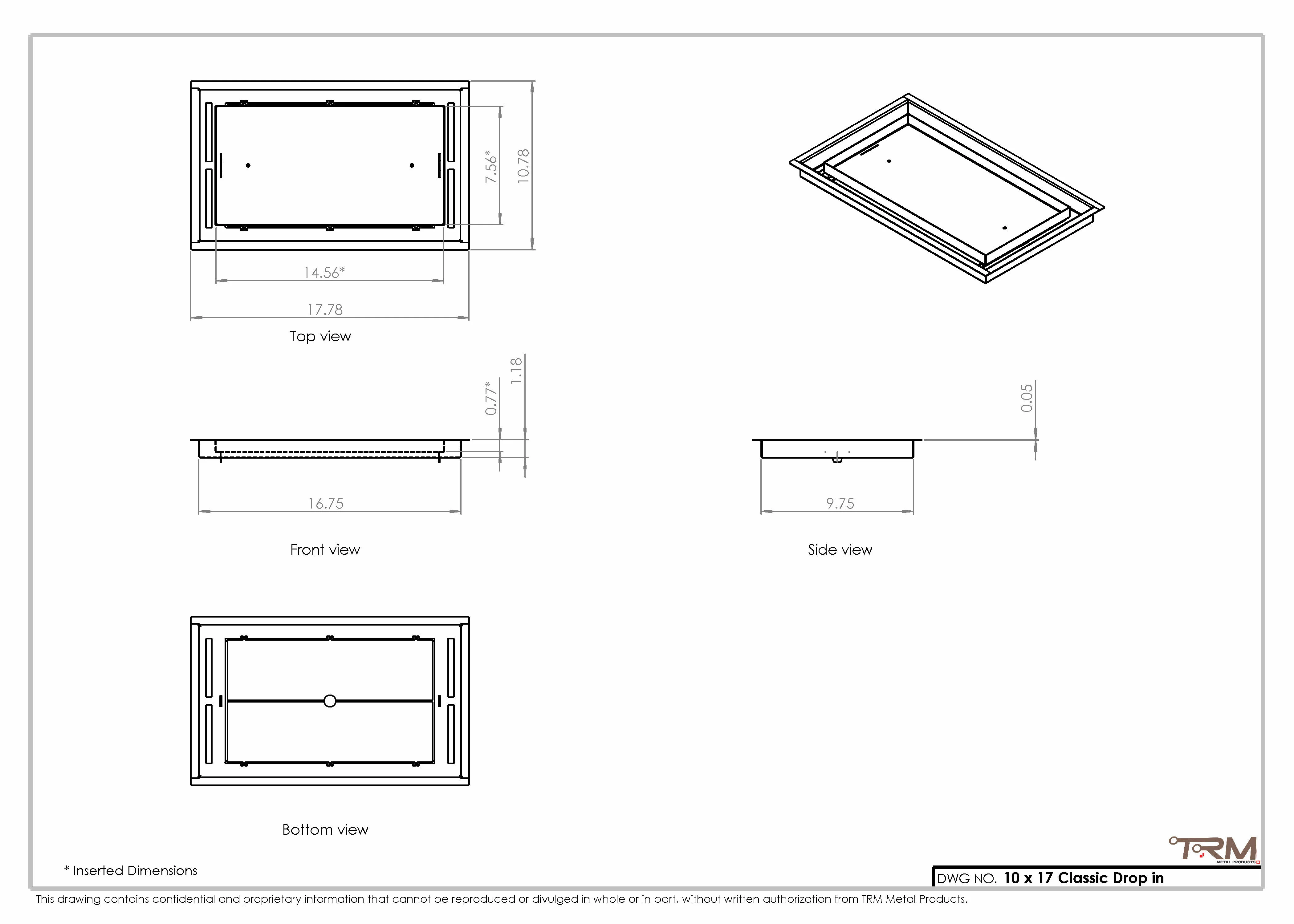 10x17 Classic Drop-in Air Vent, Flush Floor-Matching, All Metal, Floor Vent Cover 17x10 - Image 2