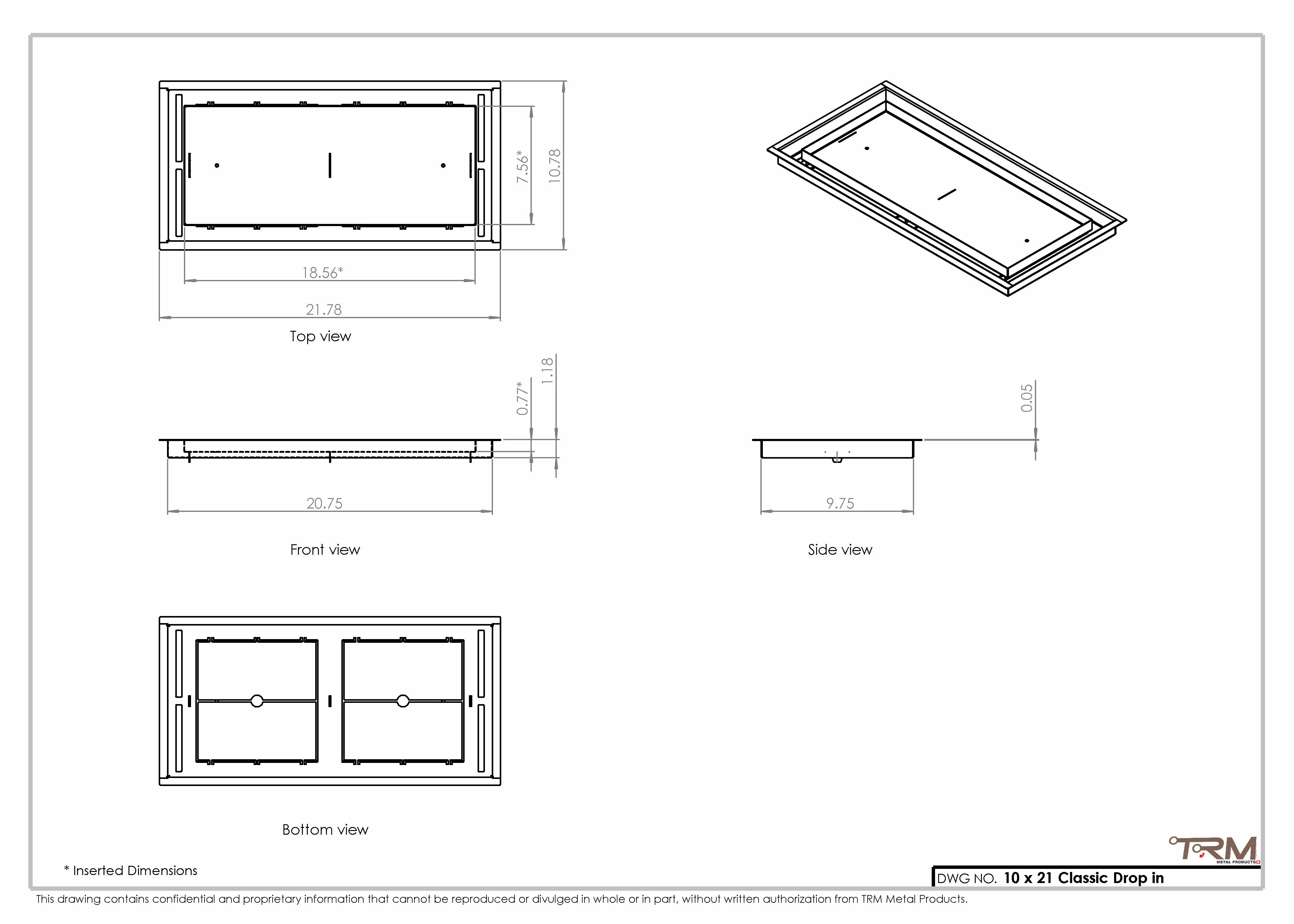 10x21 Classic Drop-in Air Vent, Flush Floor-Matching, All Metal, Floor Vent Cover 21x10 - Image 2