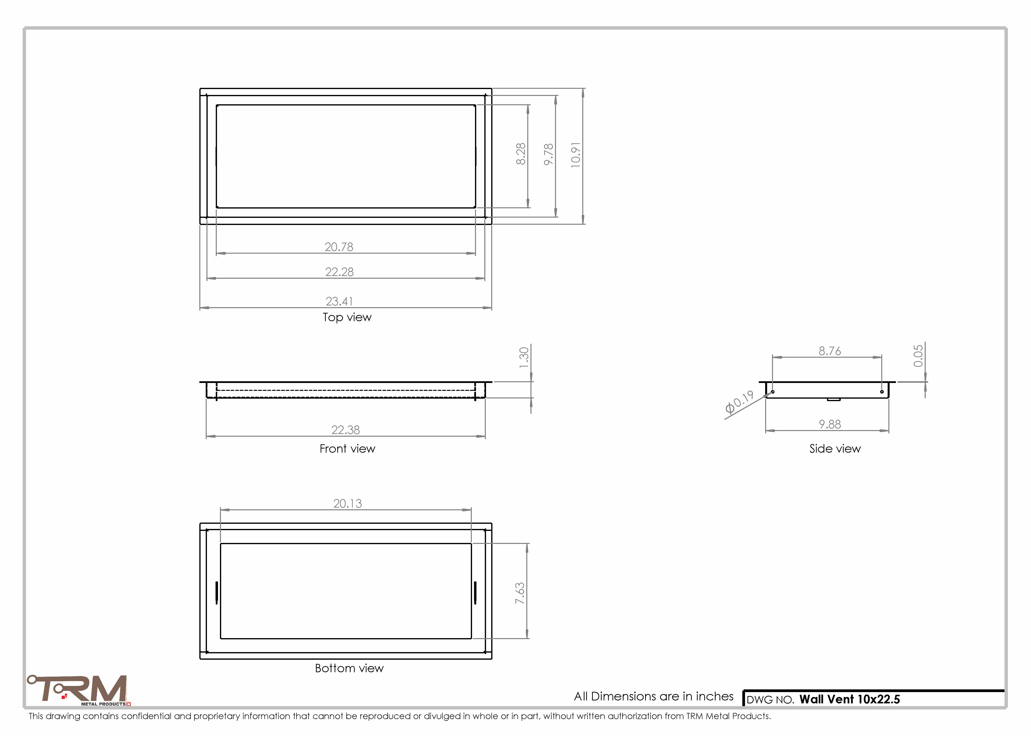 10x22.5 - Wall Vent - Modern Vent Cover -  Return Air Vent - TRM Metal  22.5x10 - Image 2