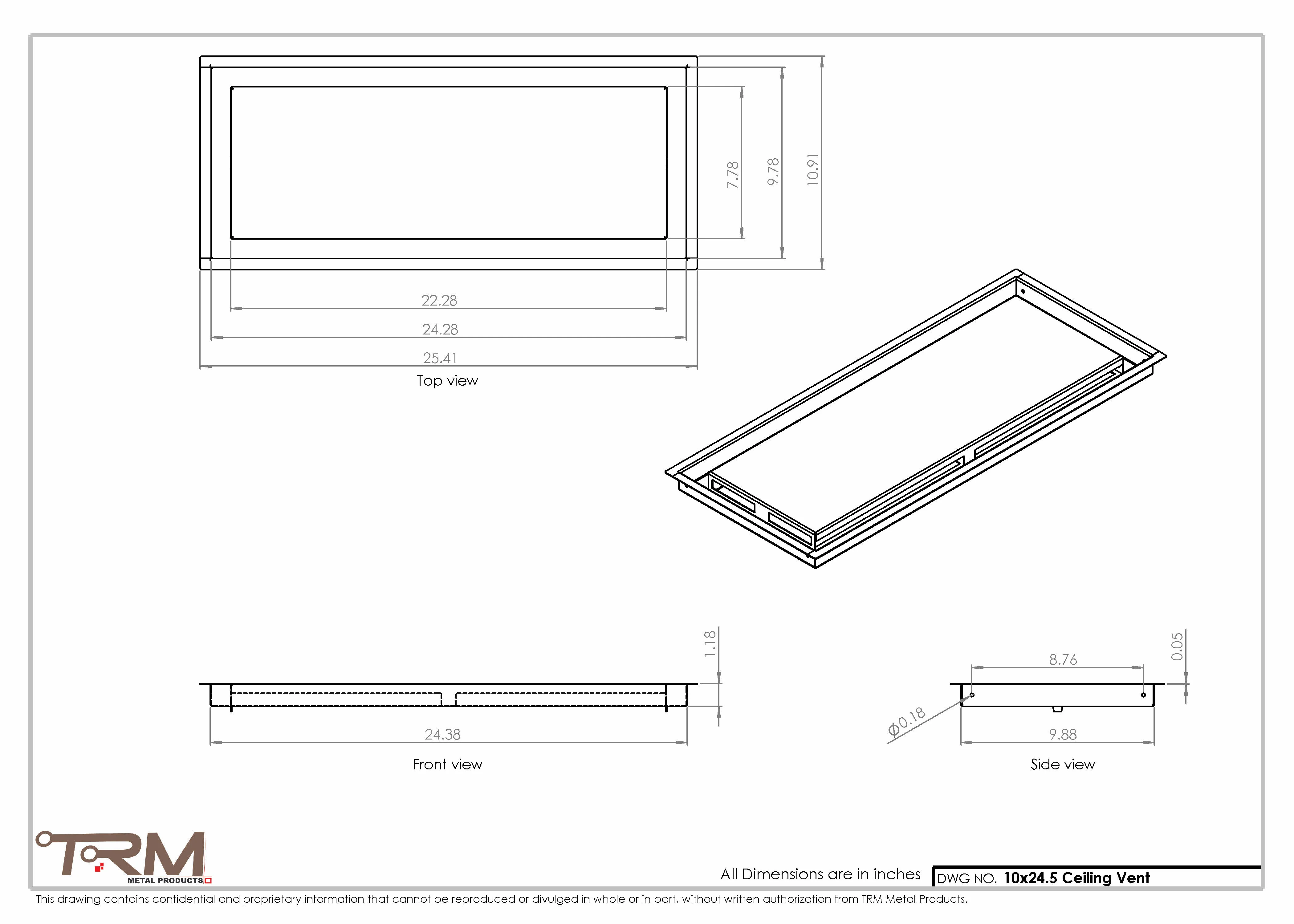 10x24.5 - Modern-Ceiling-Vent Cover-TRM Metal -  24.5x10 - Image 2