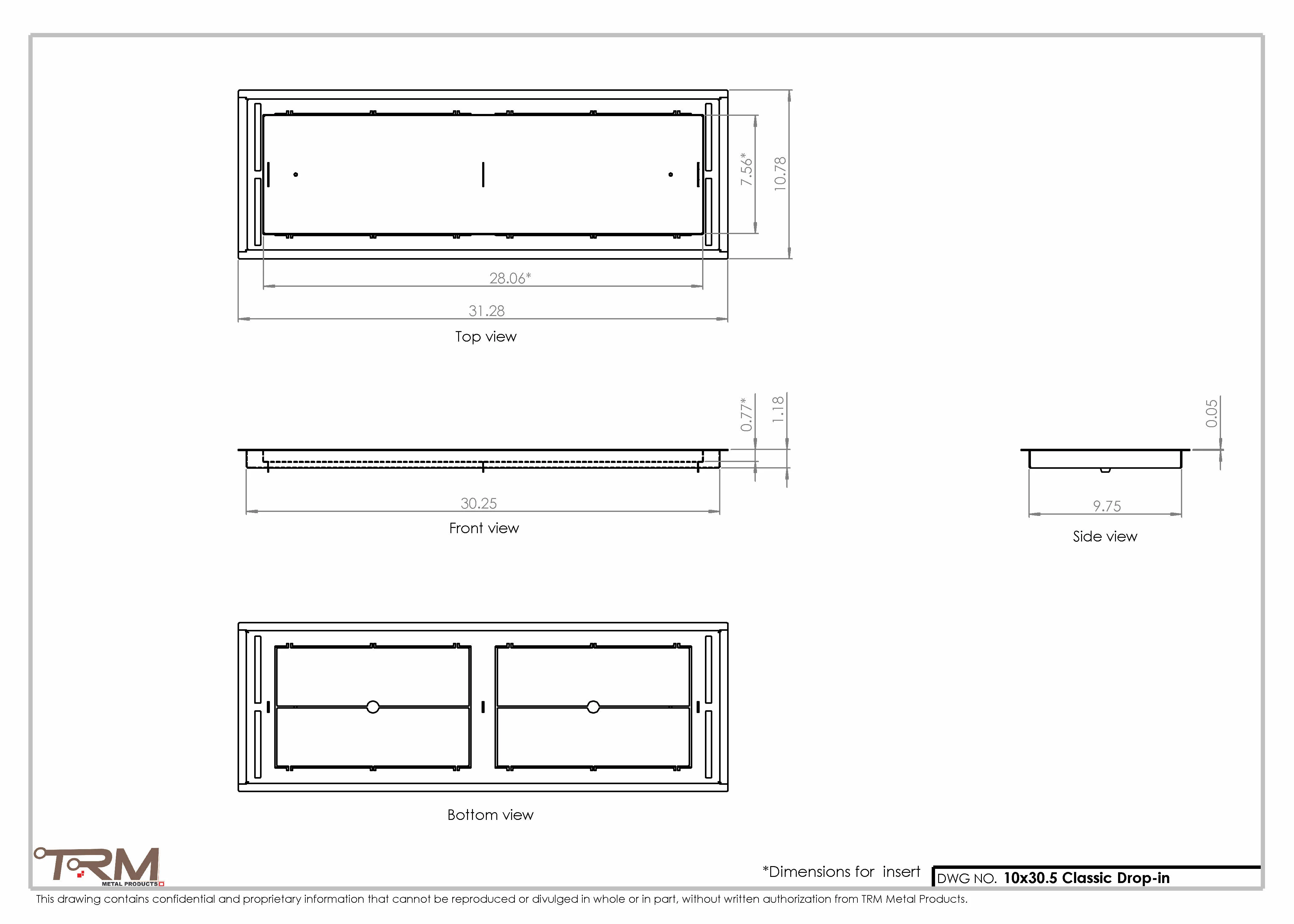 10x30.5 - Classic Drop-in Air Vent, Flush Floor-Matching, All Metal, Floor Vent Cover - TRM Metal  30.5x10 - Image 2