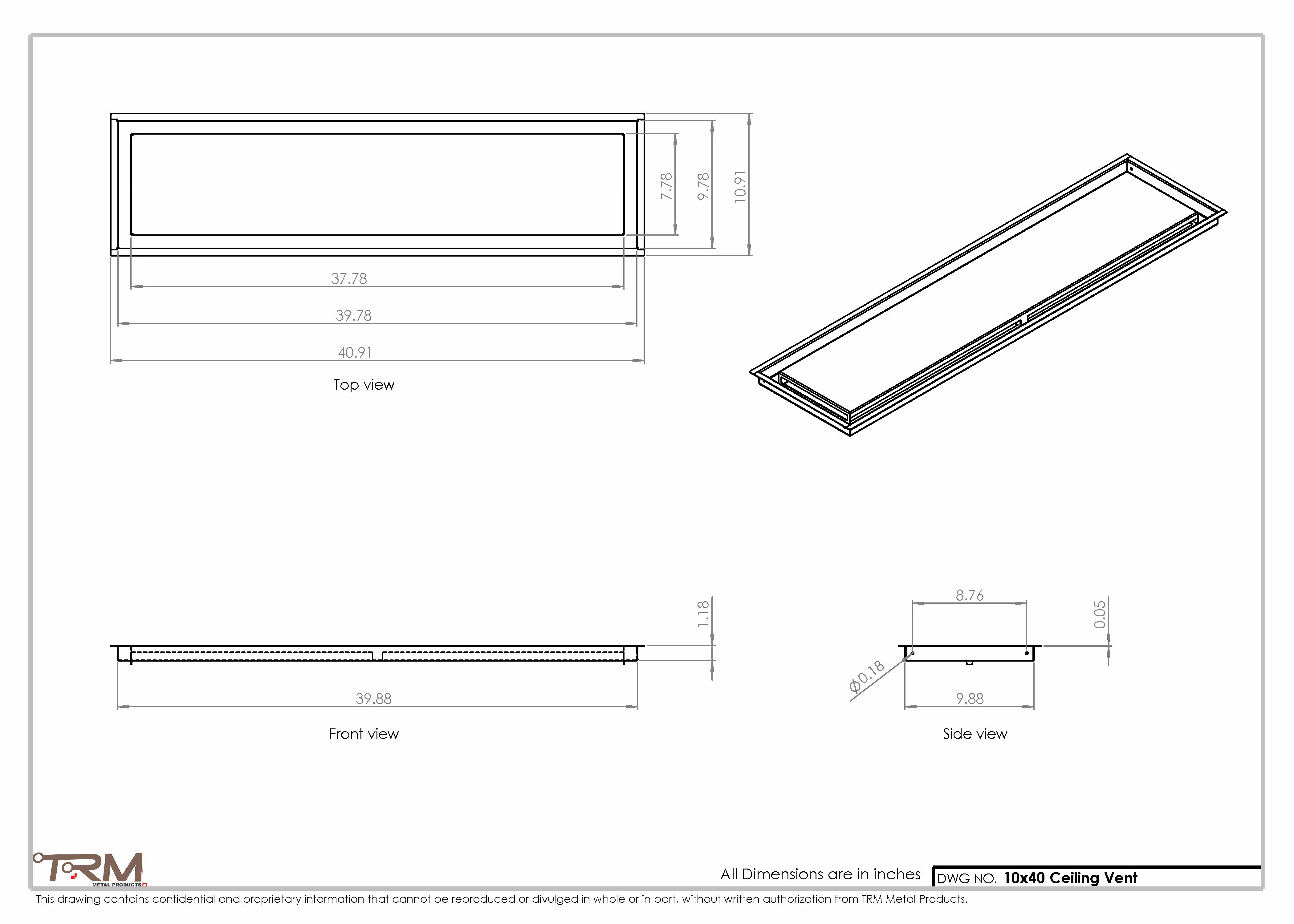 10x40-Modern-Ceiling-Vent Cover-TRM Metal- 40x10 - Image 2