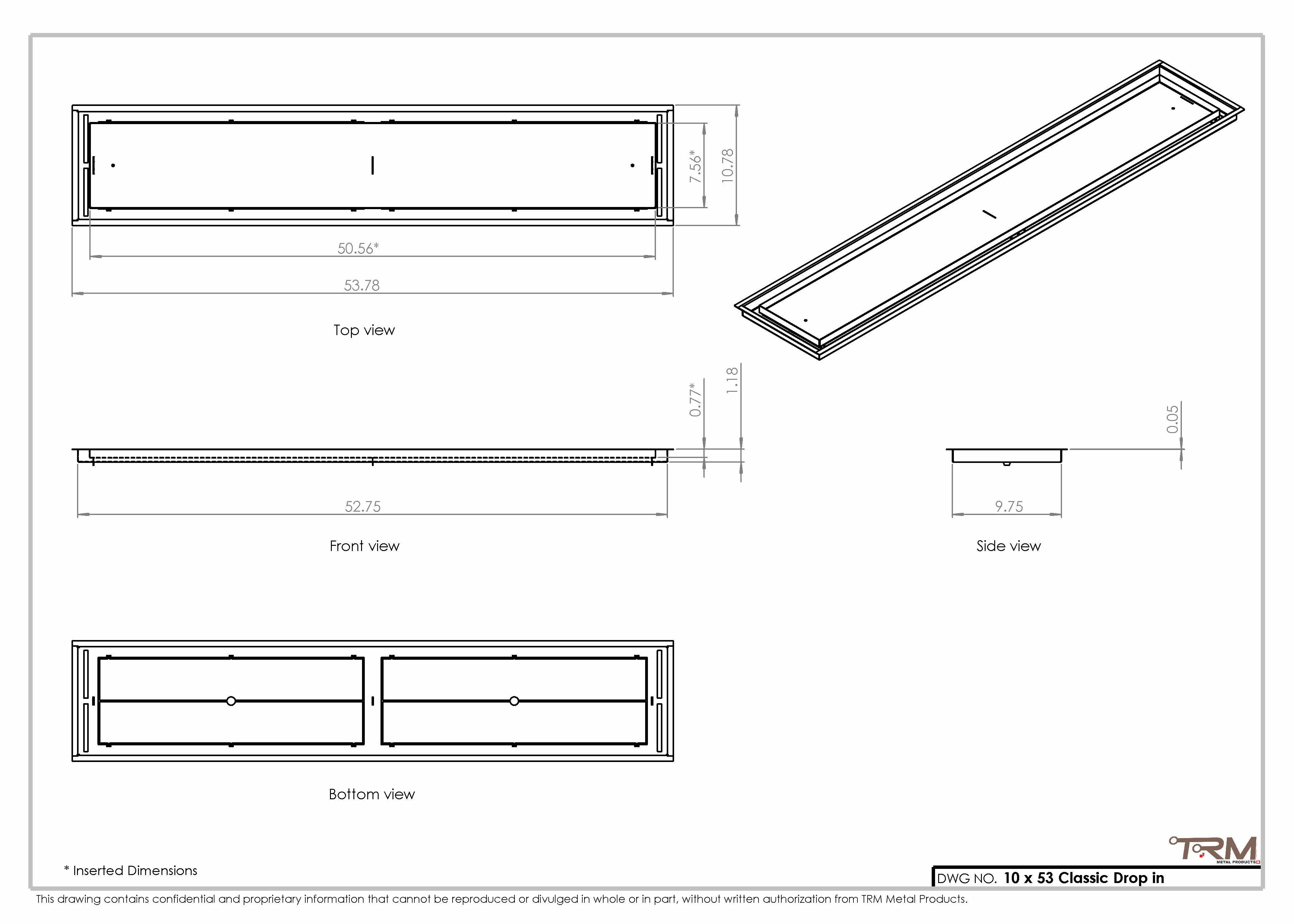 10x53 Classic Drop-in Air Vent, Flush Floor-Matching, All Metal, Floor Vent Cover 53x10 - Image 2