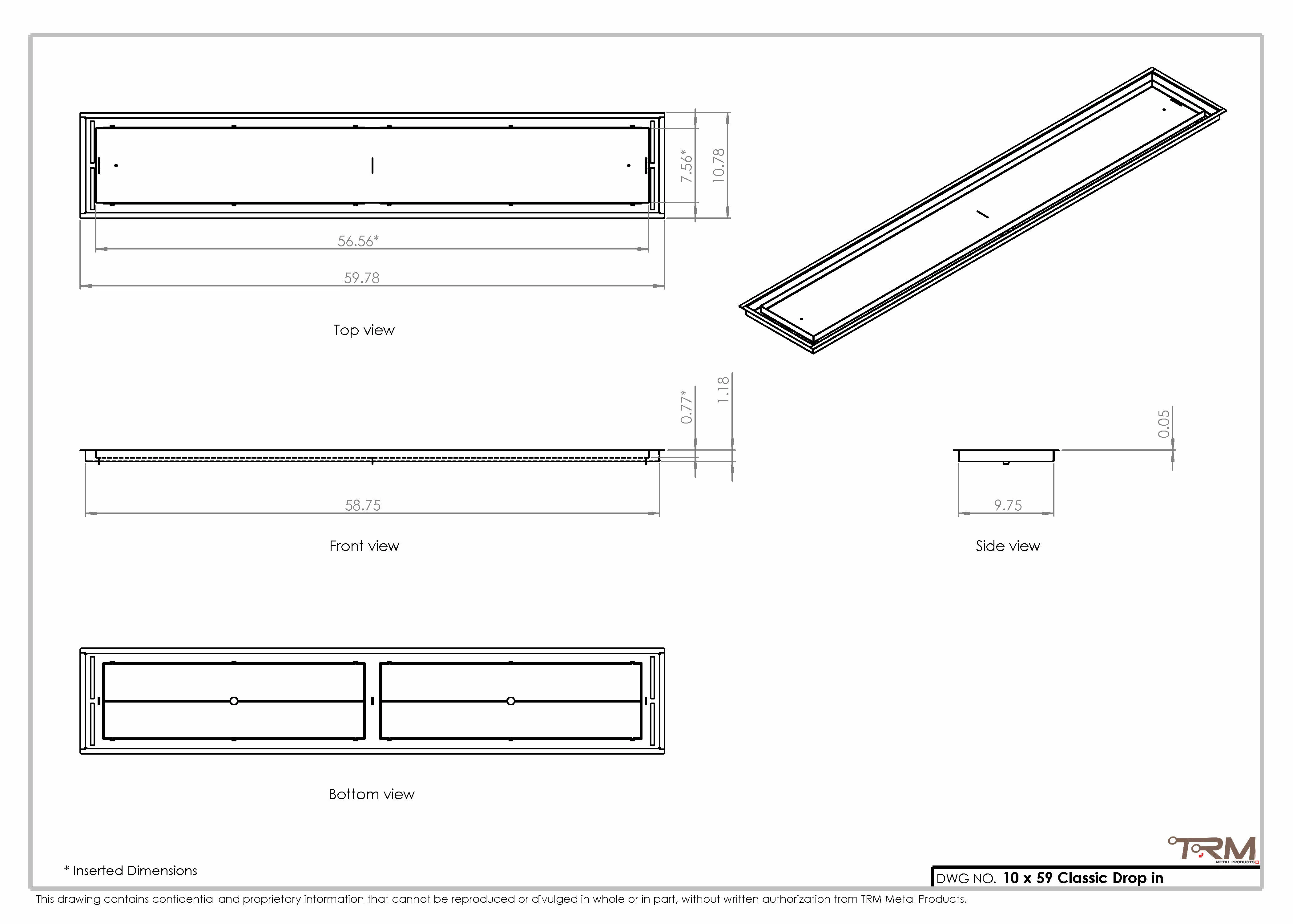 10x59 Classic Drop-in Air Vent, Flush Floor-Matching, All Metal, Floor Vent Cover 59x10 - Image 2