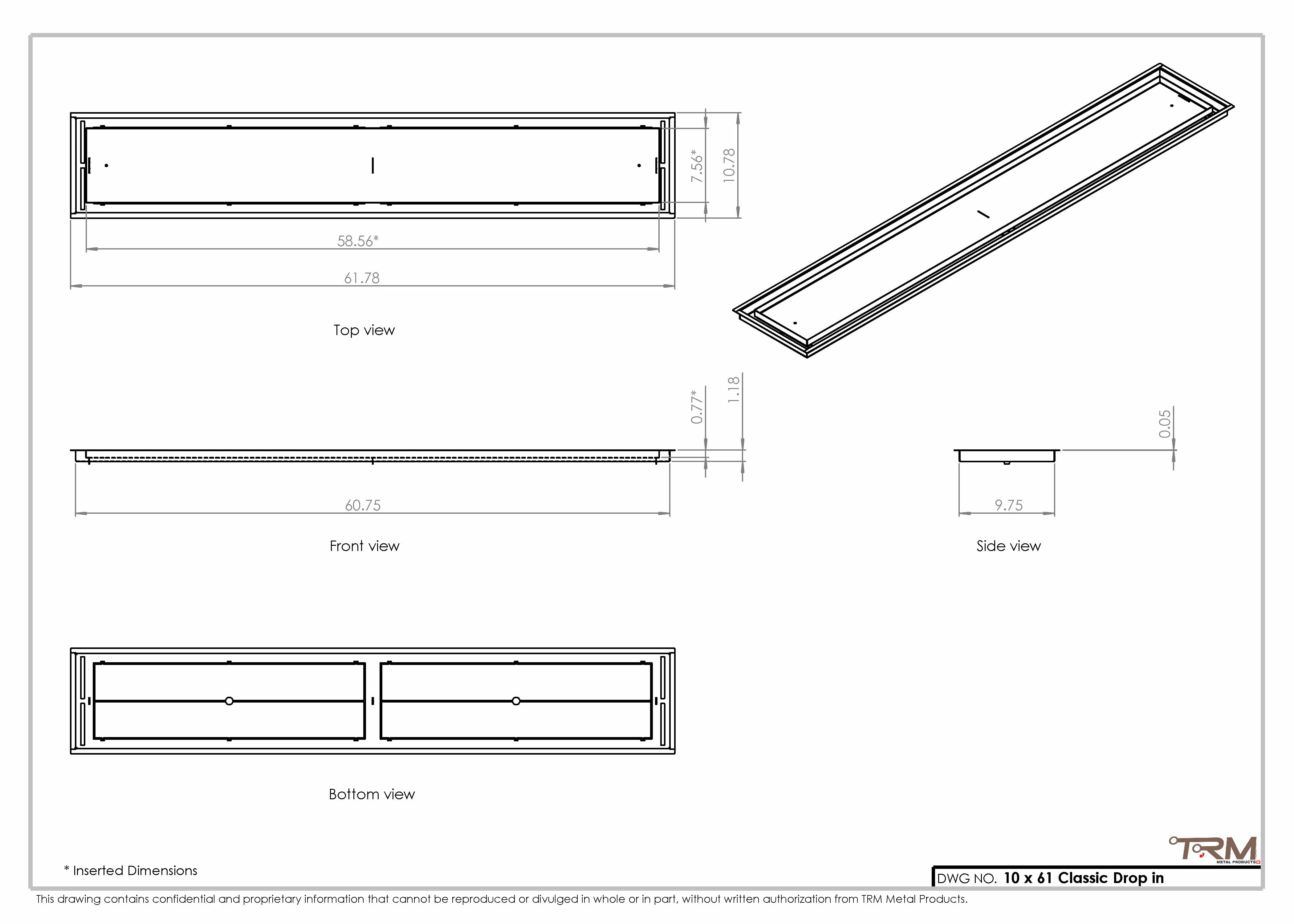 10x61 Classic Drop-in Air Vent, Flush Floor-Matching, All Metal, Floor Vent Cover 61x10 - Image 2
