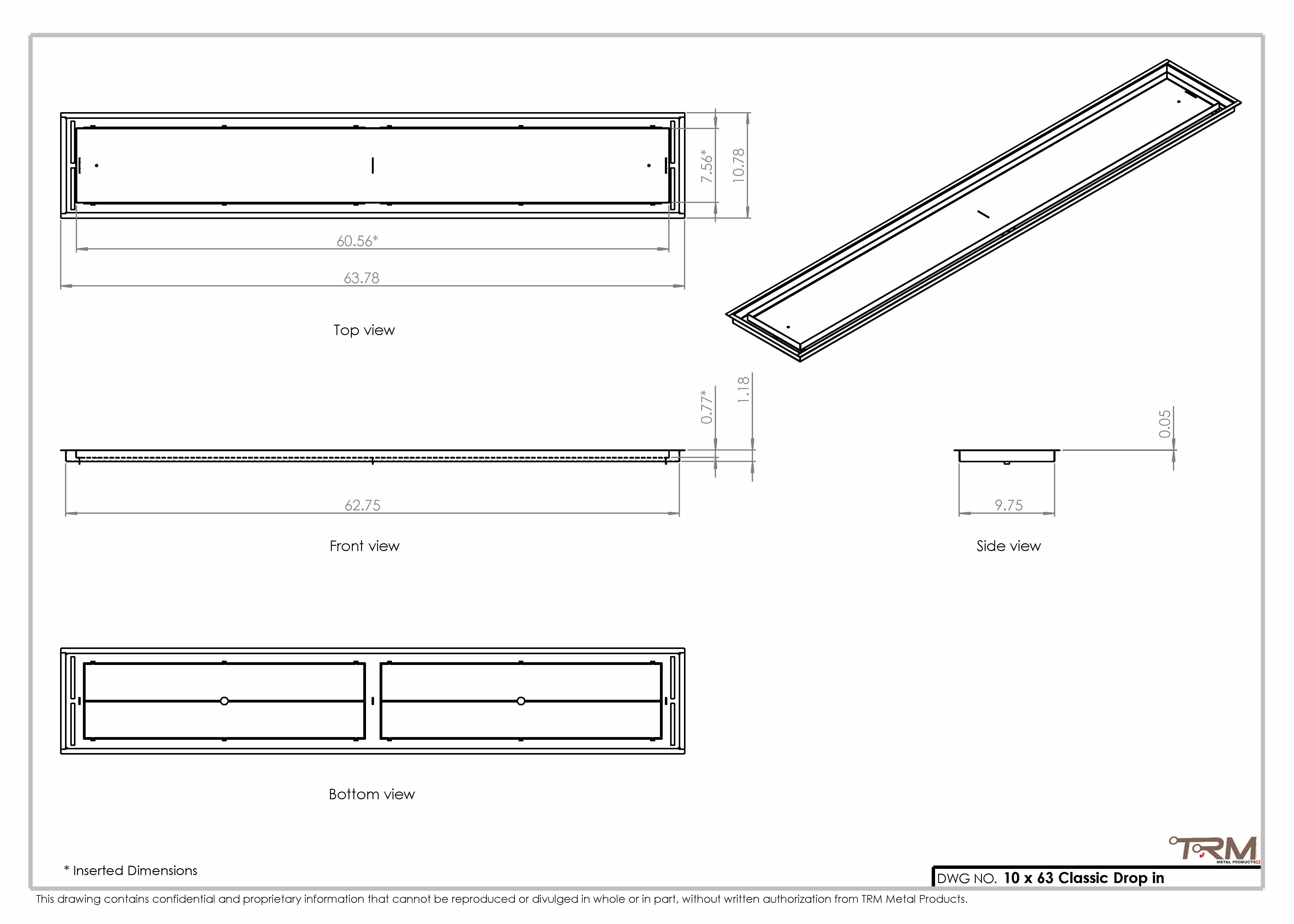 10x63 Classic Drop-in Air Vent, Flush Floor-Matching, All Metal, Floor Vent Cover 63x10 - Image 2