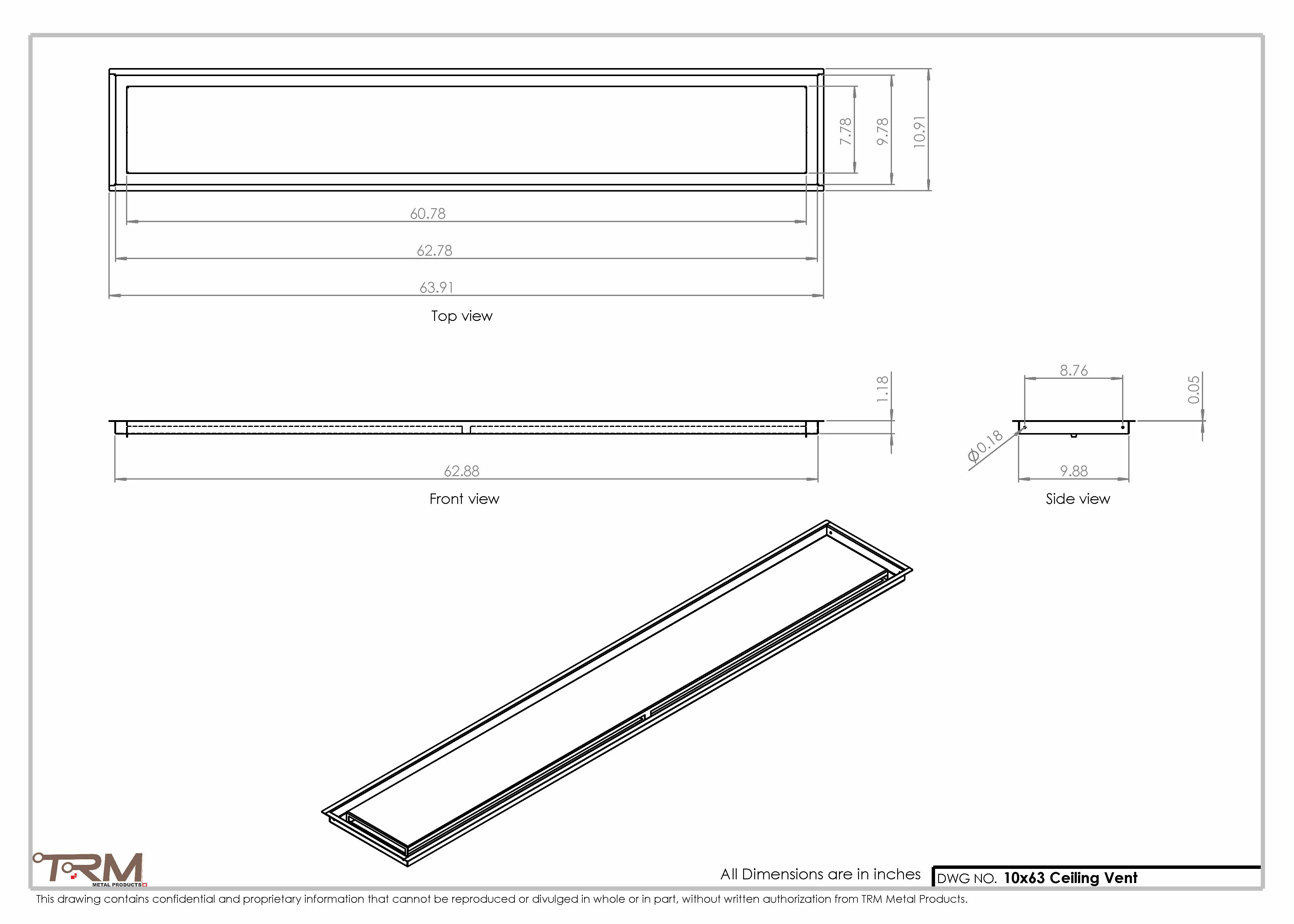 10x63-Modern-Ceiling-Vent Cover-TRM Metal- 63x10 - Image 2
