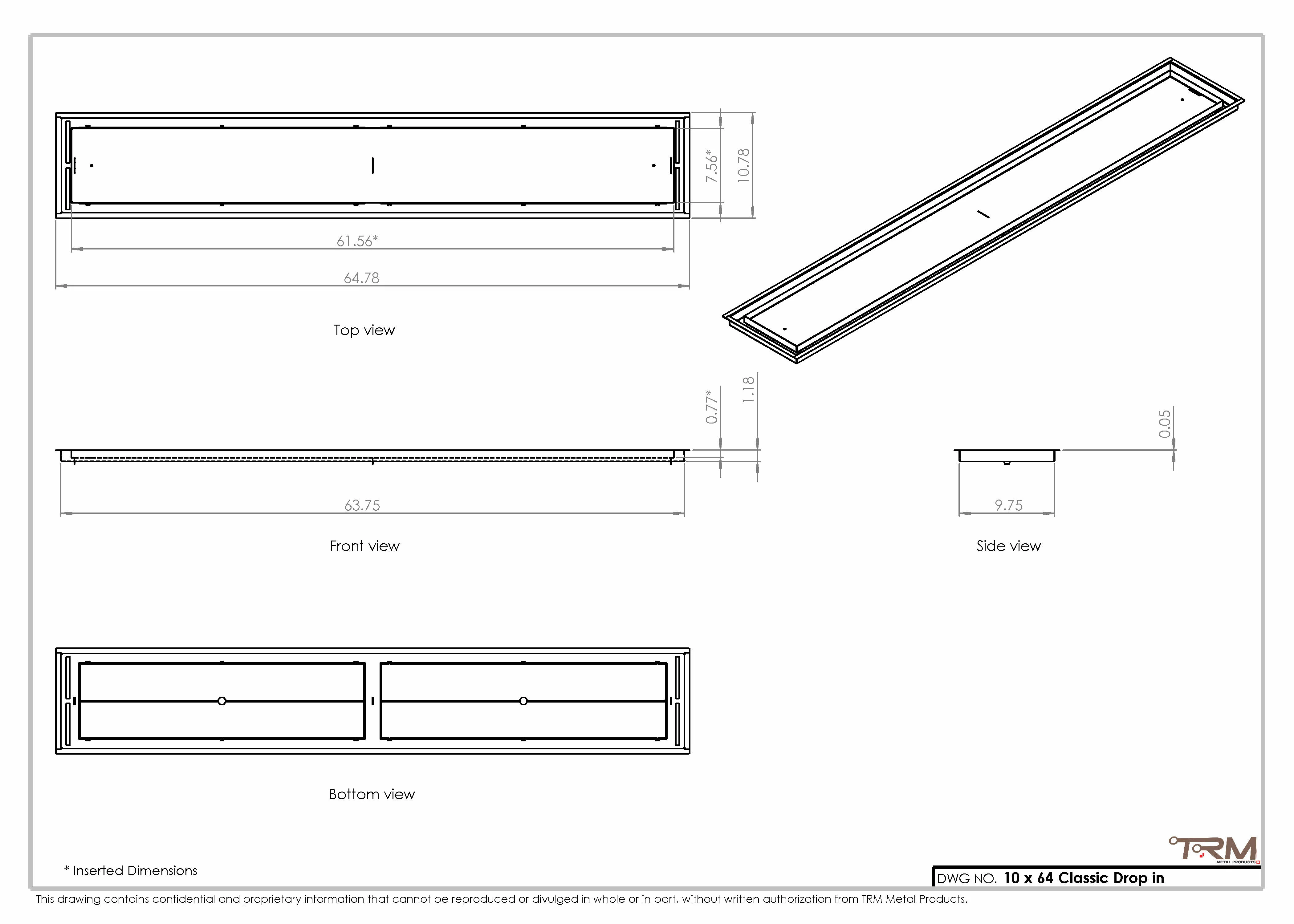 10x64 Classic Drop-in Air Vent, Flush Floor-Matching, All Metal, Floor Vent Cover 64x10 - Image 2