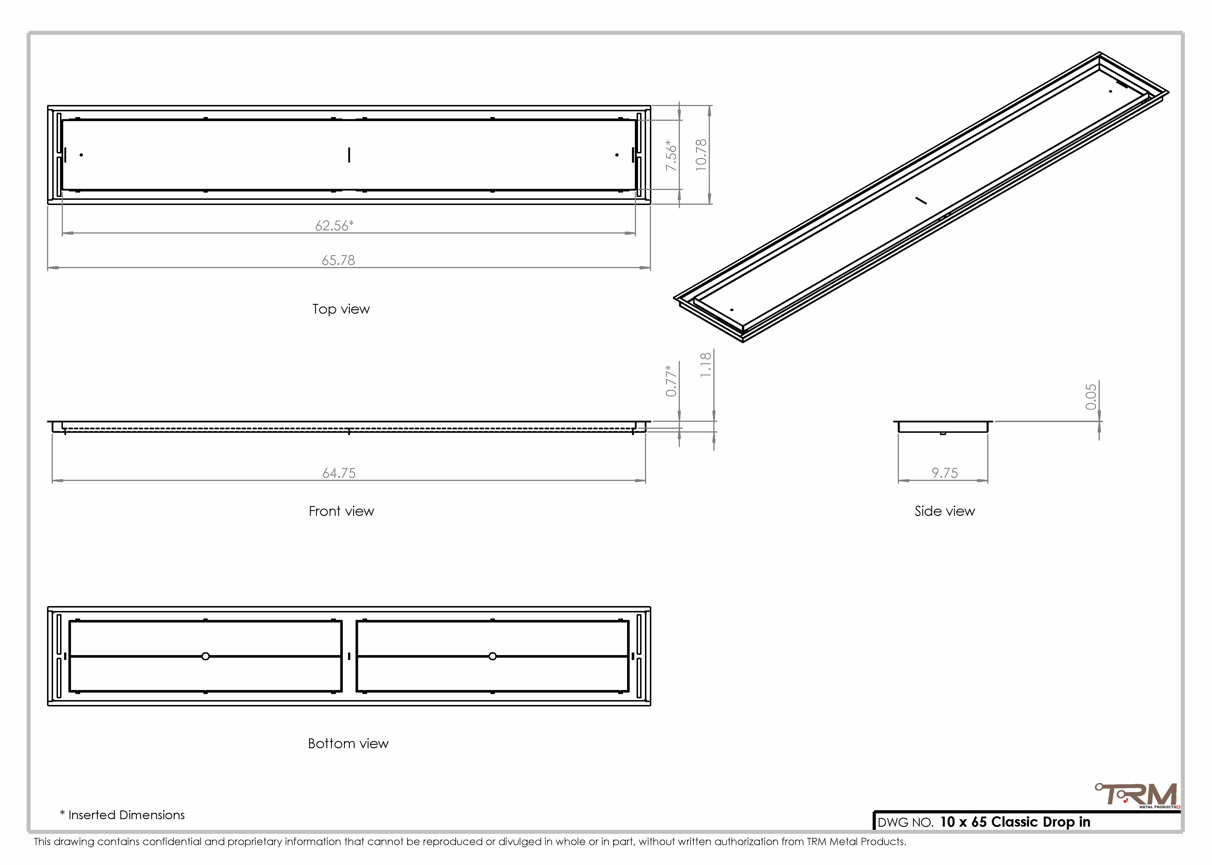 10x65 Classic Drop-in Air Vent, Flush Floor-Matching, All Metal, Floor Vent Cover 65x10 - Image 2