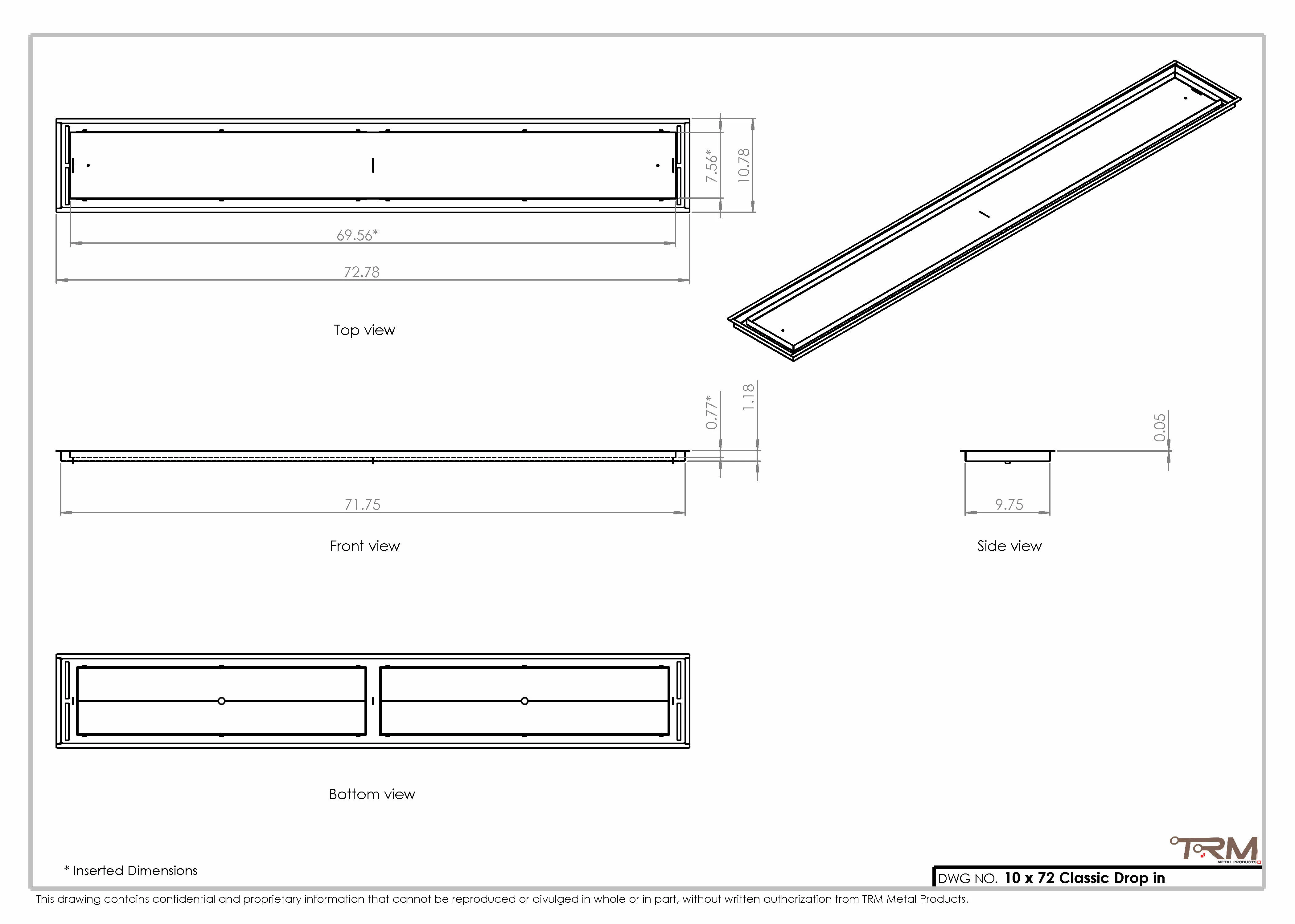 10x72 Classic Drop-in Air Vent, Flush Floor-Matching, All Metal, Floor Vent Cover 72x10 - Image 2