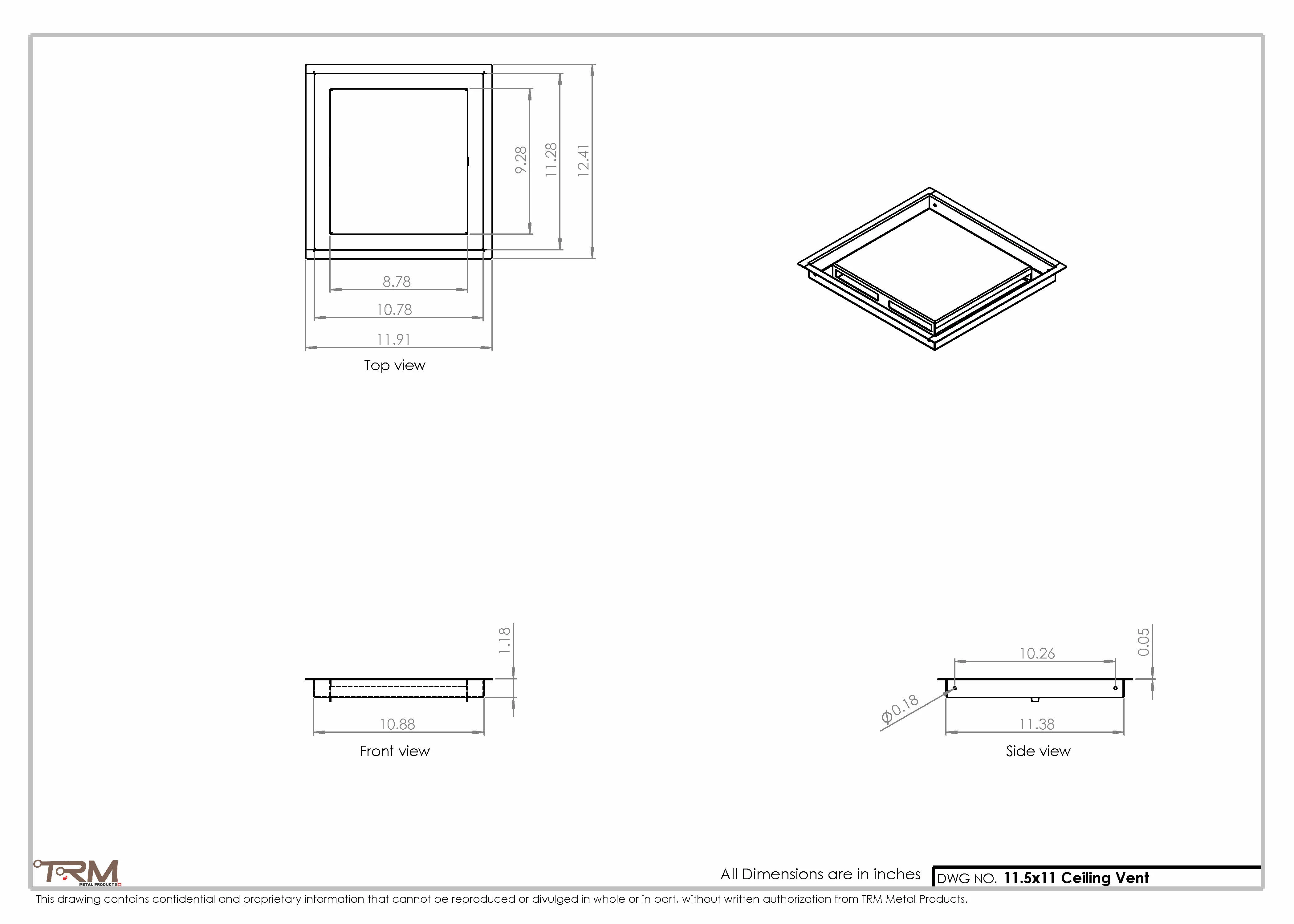 11.5x11 - Modern-Ceiling-Vent Cover-TRM Metal - 11x11.5 - Image 2