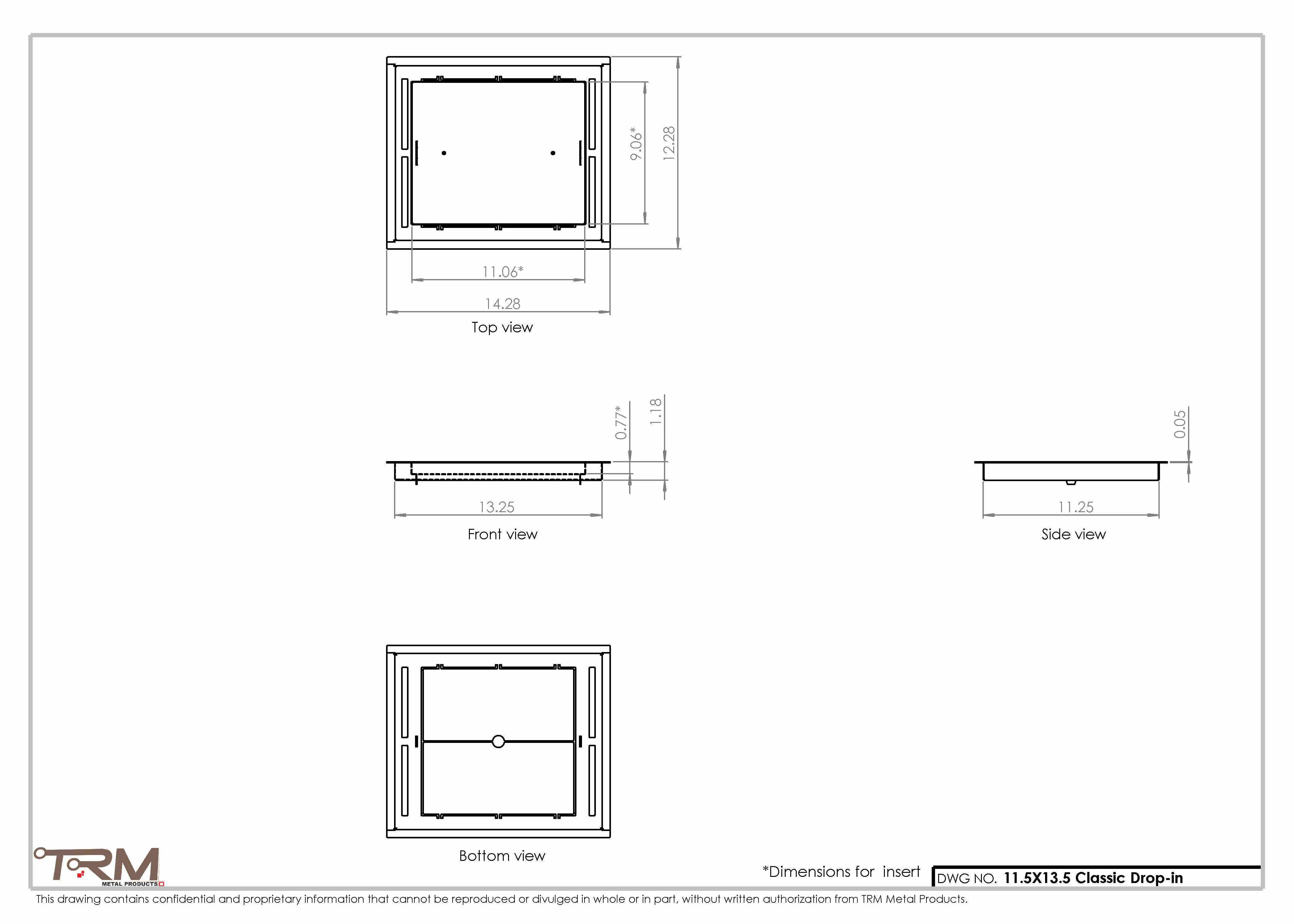 11.5x13.5 - Classic Drop-in Air Vent, Flush Floor-Matching, All Metal, Floor Vent Cover - TRM Metal  13.5x11.5 - Image 2