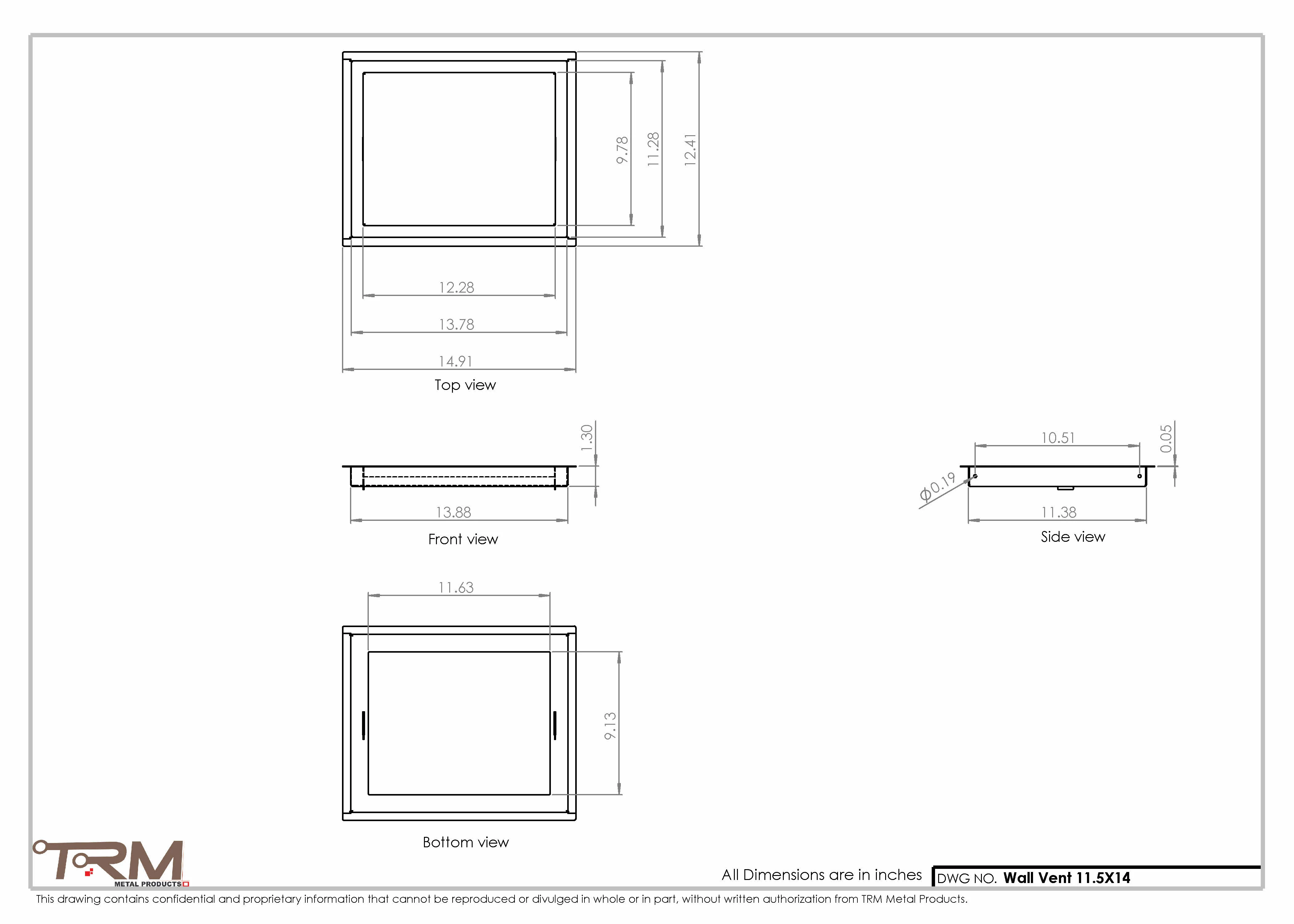 11.5x14 - Wall Vent - Modern Vent Cover -  Return Air Vent - TRM Metal  14x11.5 - Image 2