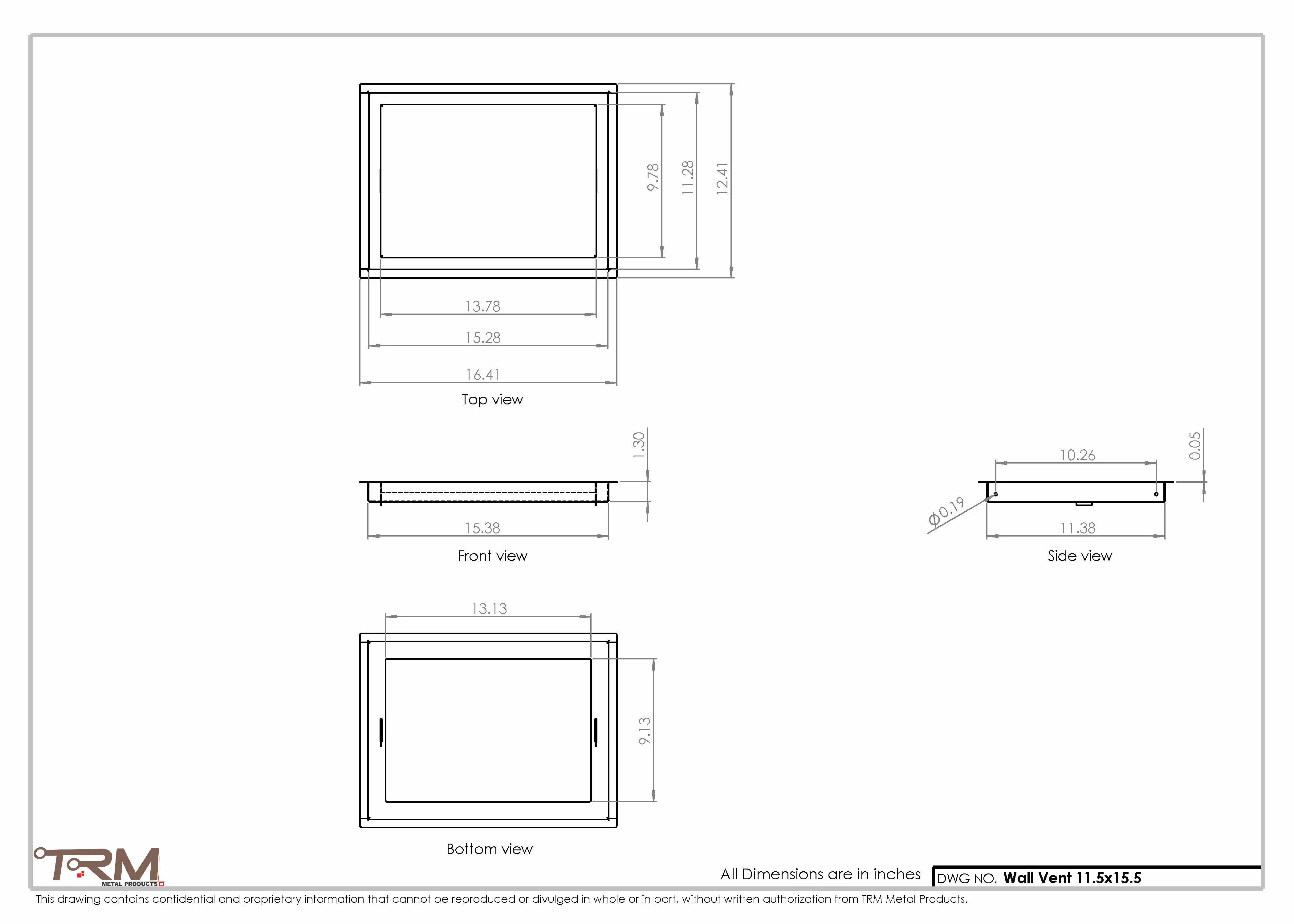 11.5x15.5 - Wall Vent - Modern Vent Cover -  Return Air Vent - TRM Metal  15.5x11.5 - Image 2