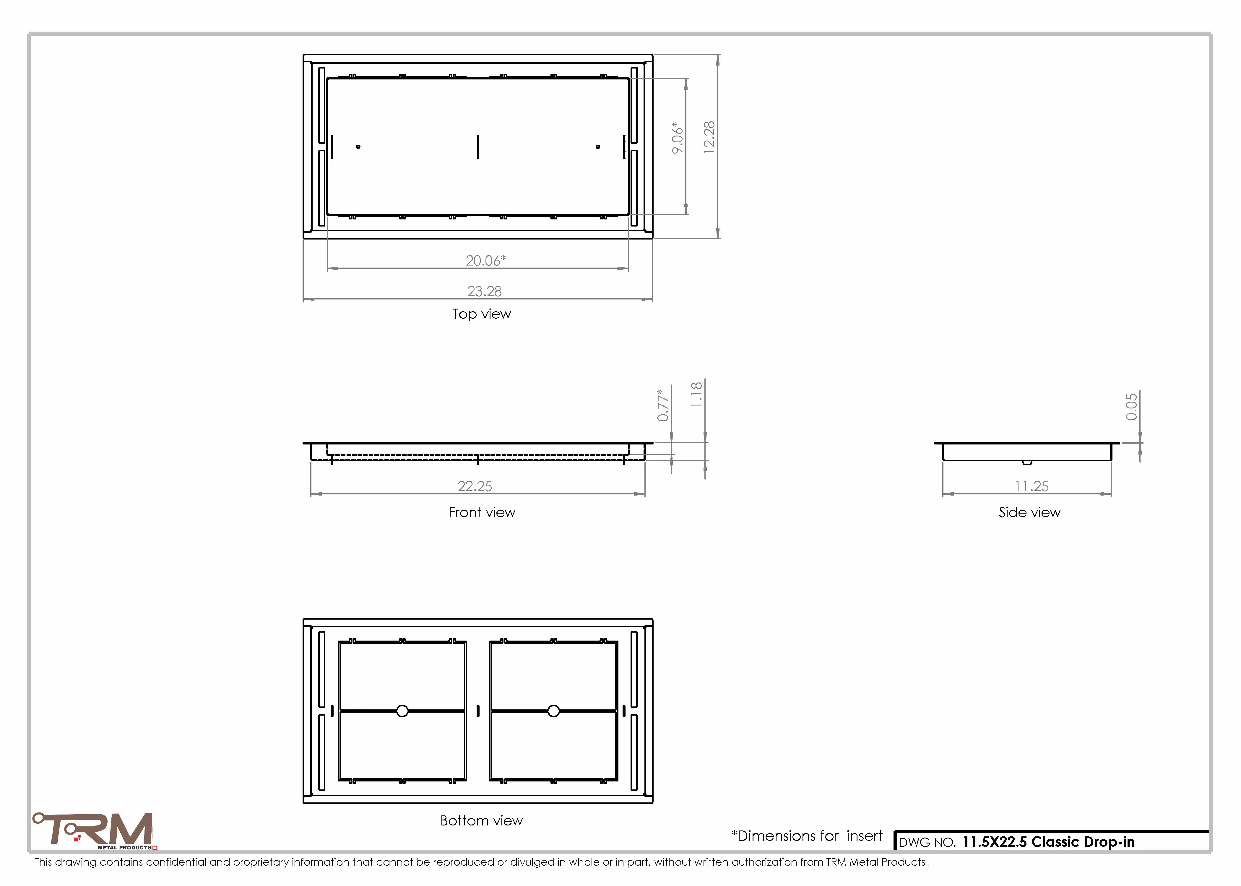 11.5x22.5 - Classic Drop-in Air Vent, Flush Floor-Matching, All Metal, Floor Vent Cover - TRM Metal  22.5x11.5 - Image 2