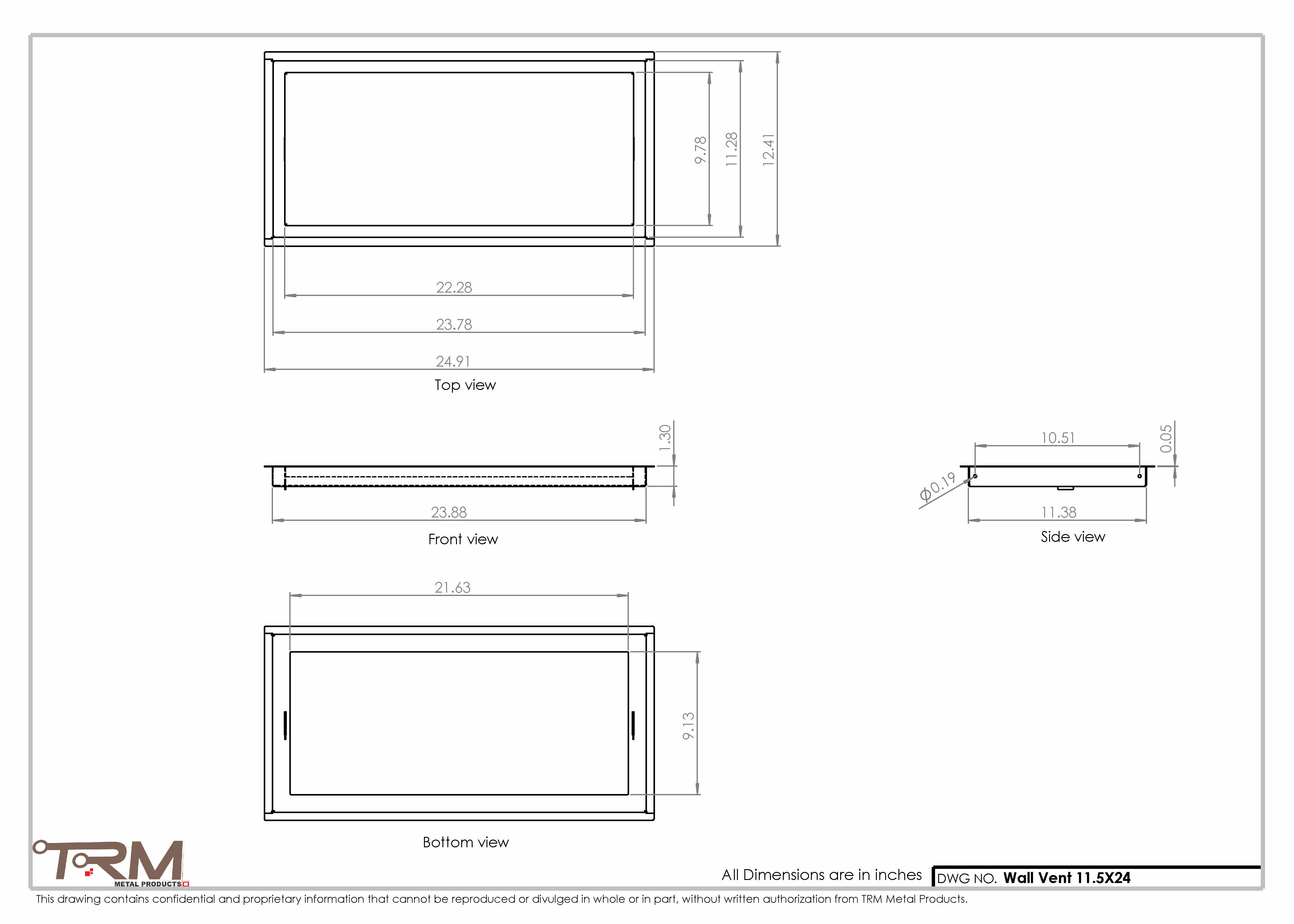 11.5x24 - Wall Vent - Modern Vent Cover -  Return Air Vent - TRM Metal  24x11.5 - Image 2