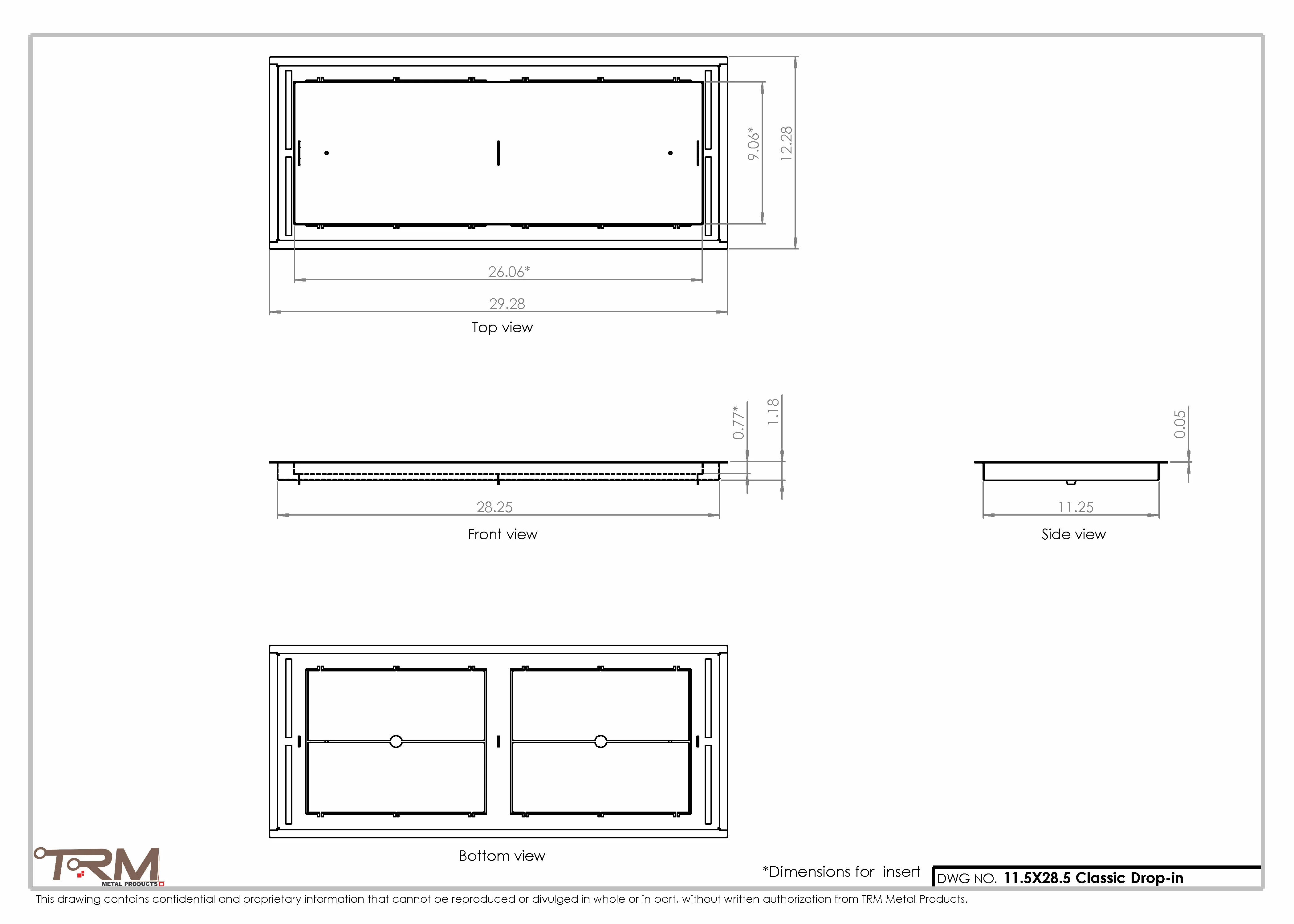 11.5x28.5 - Classic Drop-in Air Vent, Flush Floor-Matching, All Metal, Floor Vent Cover - TRM Metal 28.5x11.5 - Image 2
