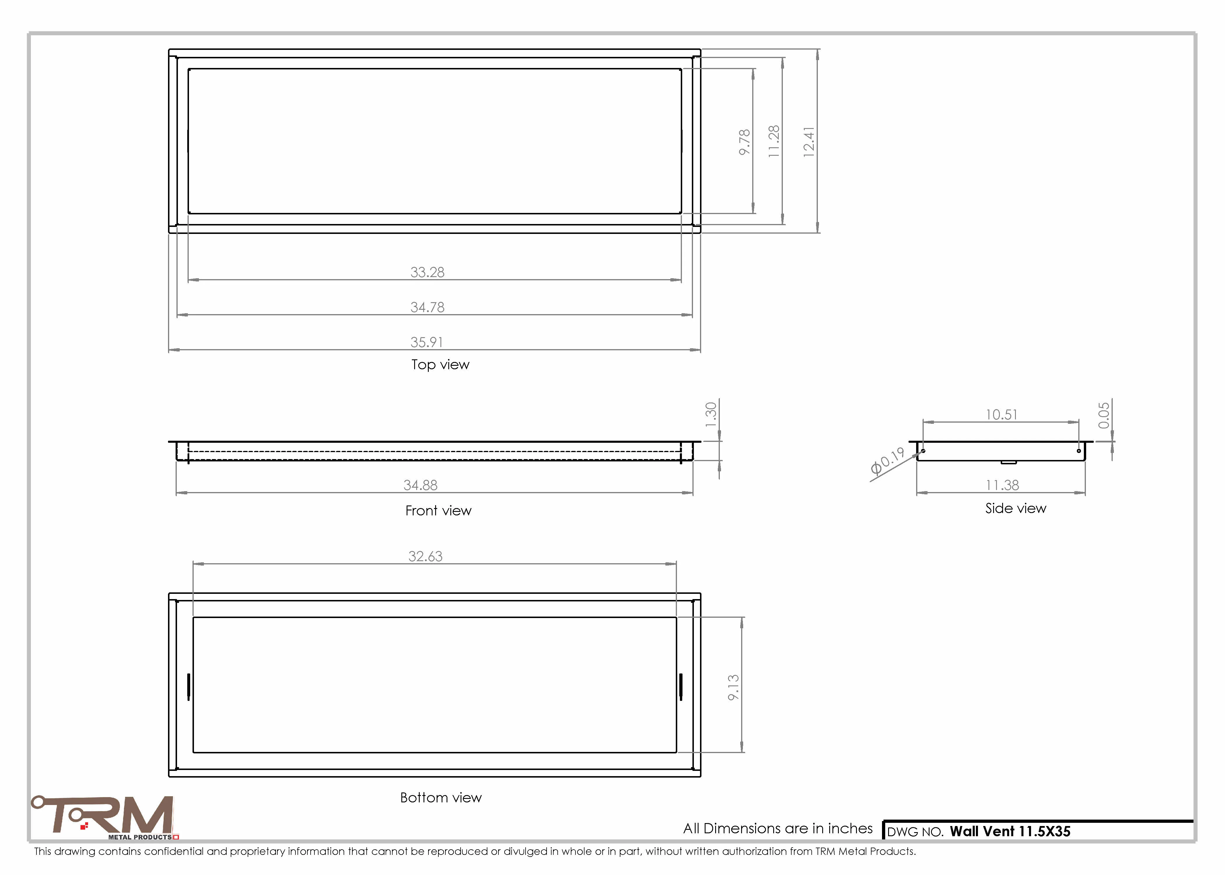 11.5x35 - Wall Vent - Modern Vent Cover -  Return Air Vent - TRM Metal  35x11.5 - Image 2