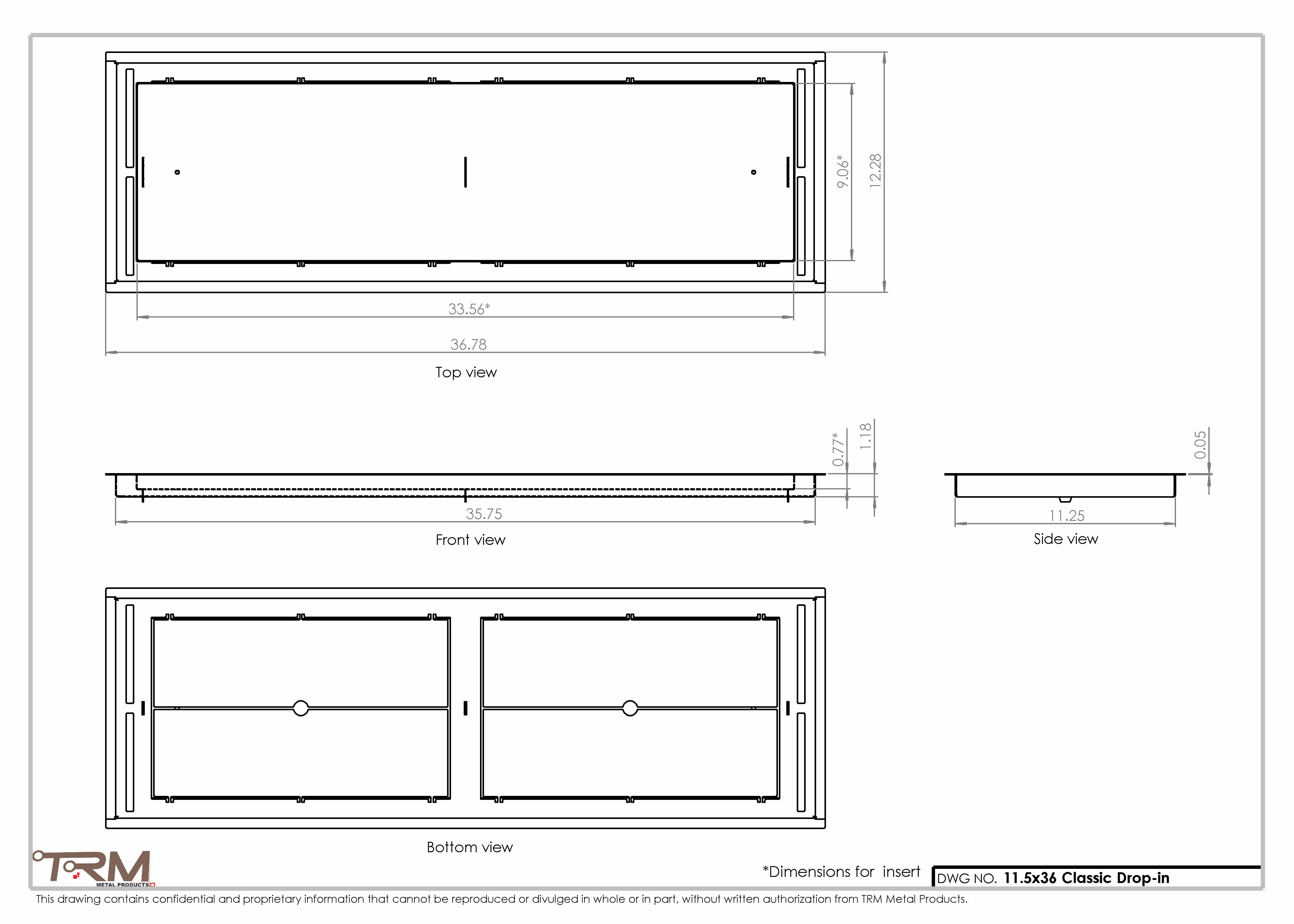 11.5x36 - Classic Drop-in Air Vent, Flush Floor-Matching, All Metal, Floor Vent Cover - TRM Metal  36x11.5 - Image 2
