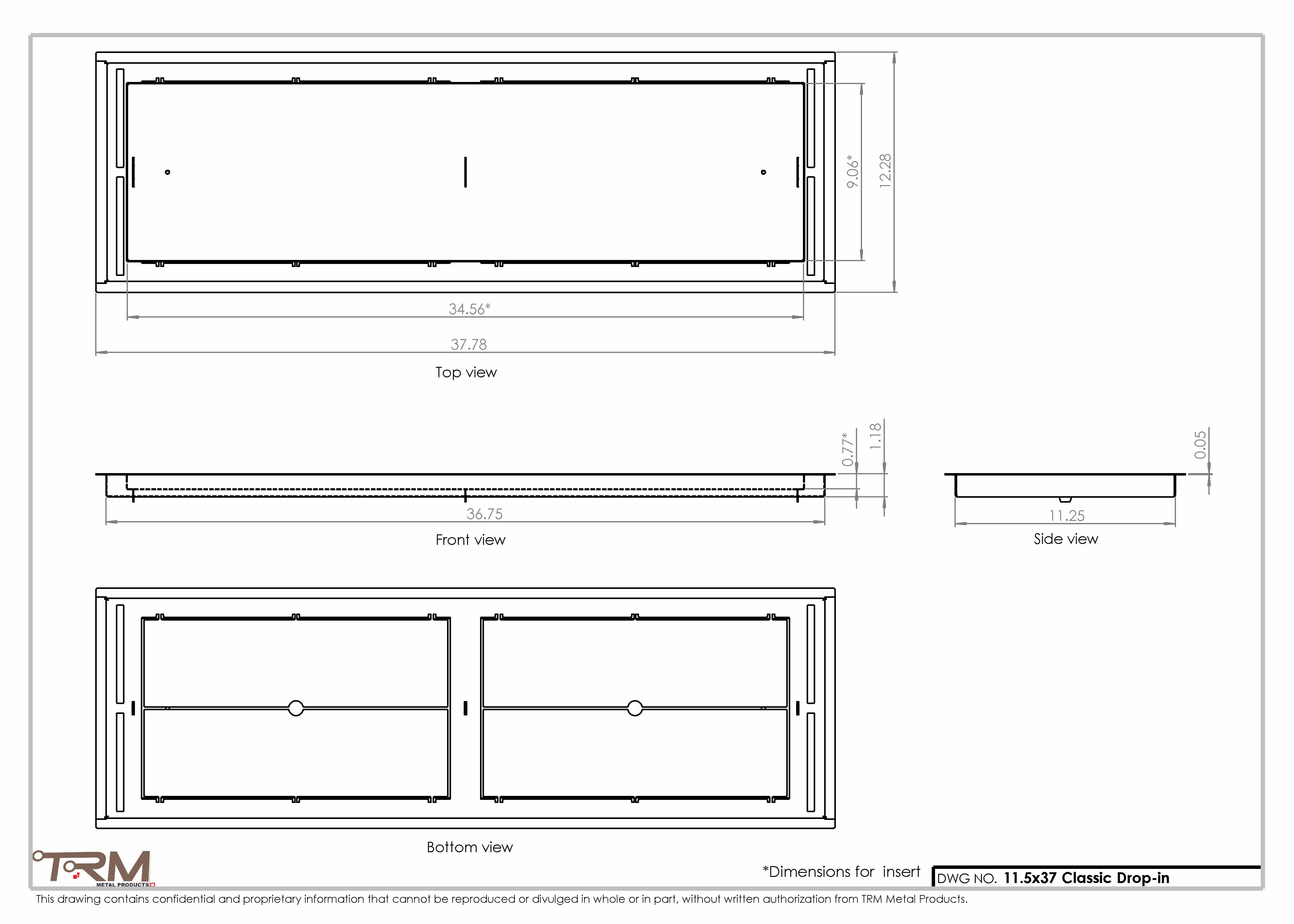 11.5x37 - Classic Drop-in Air Vent, Flush Floor-Matching, All Metal, Floor Vent Cover - TRM Metal  37x11.5 - Image 2