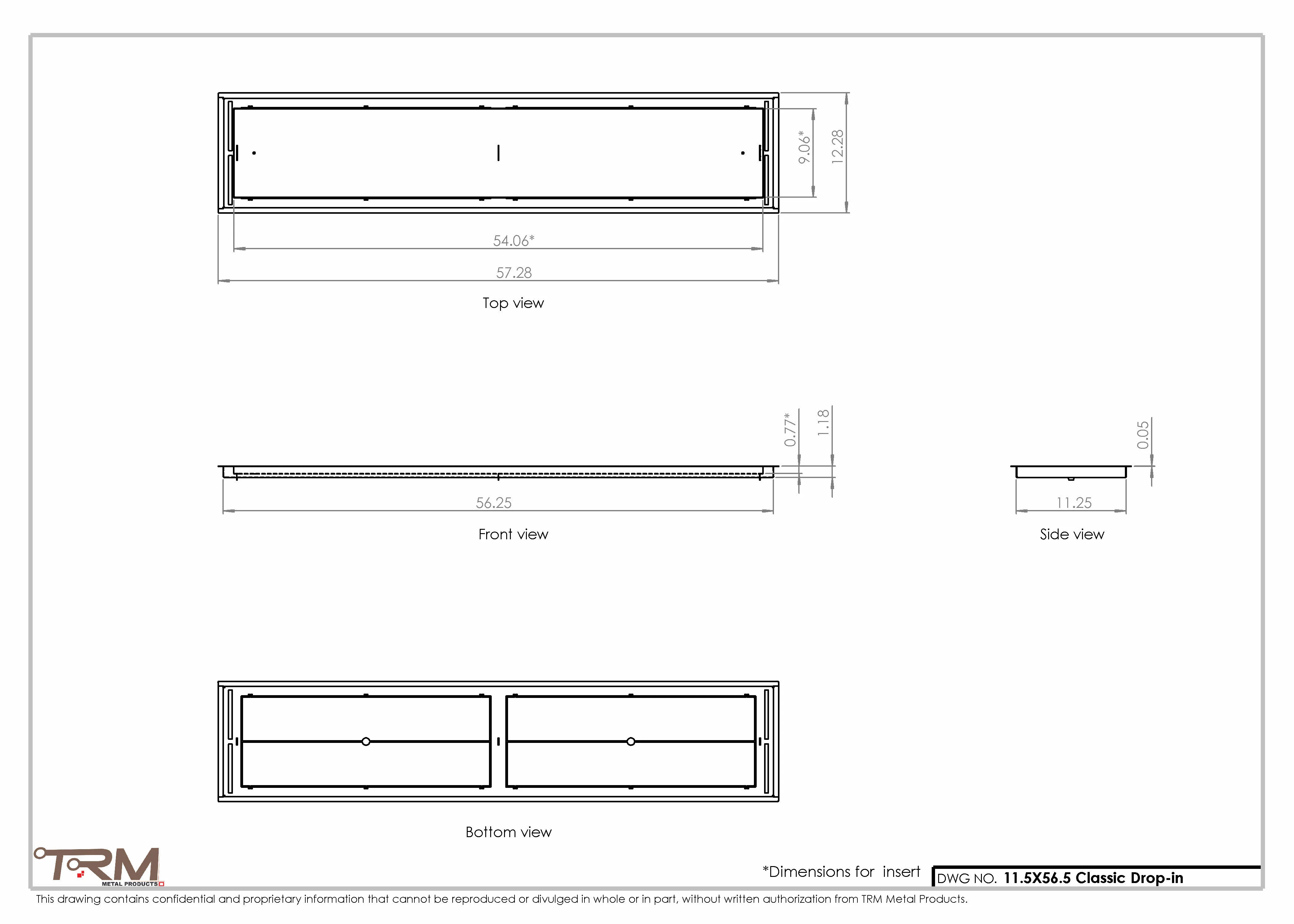 11.5x56.5 - Classic Drop-in Air Vent, Flush Floor-Matching, All Metal, Floor Vent Cover - TRM Metal 56.5x11.5 - Image 2