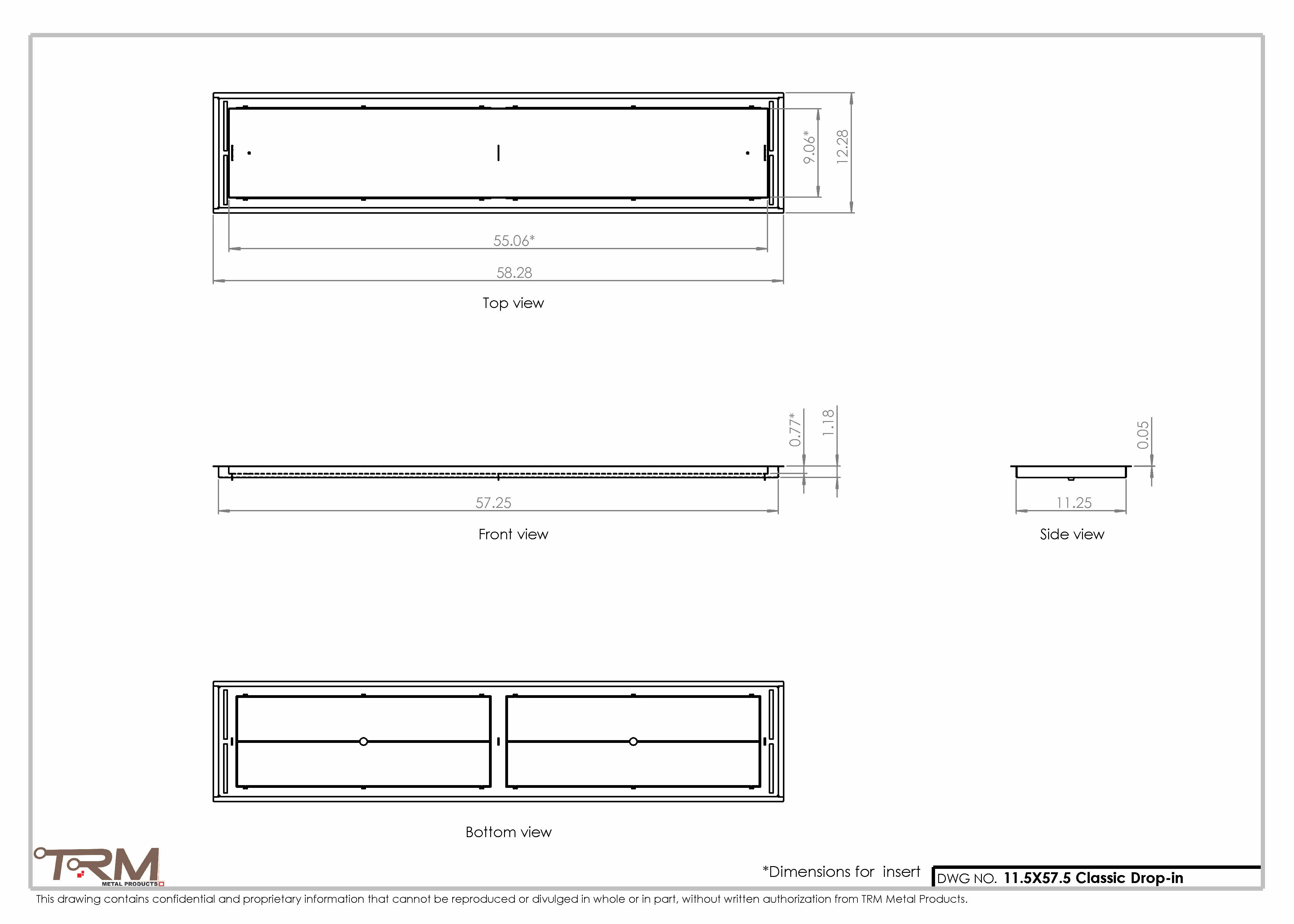 11.5x57.5 - Classic Drop-in Air Vent, Flush Floor-Matching, All Metal, Floor Vent Cover - TRM Metal 57.5x11.5 - Image 2