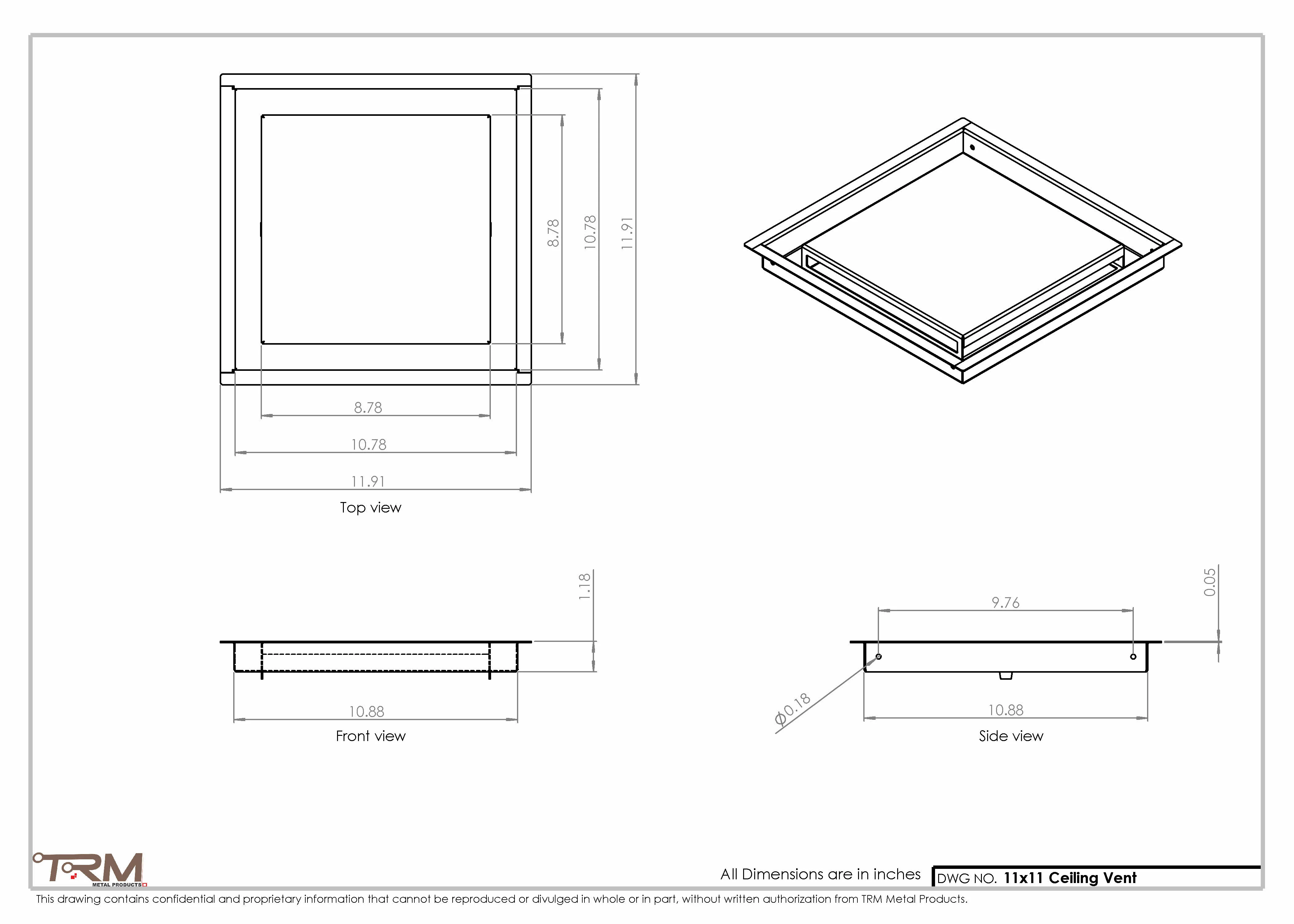 11x11-Modern-Ceiling-Vent Cover-TRM Metal 11x11 - Image 2