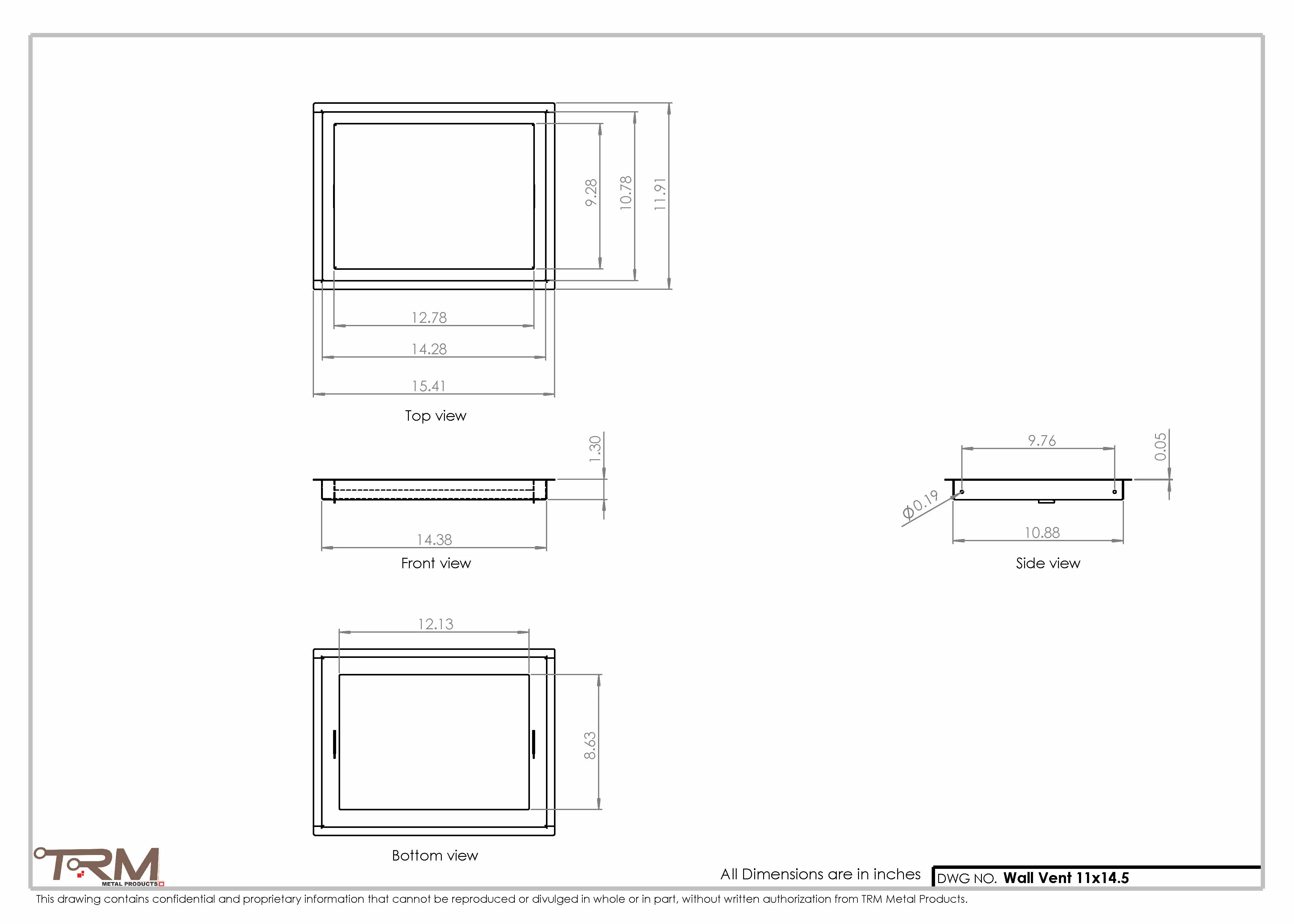 11x14.5 - Wall Vent - Modern Vent Cover -  Return Air Vent - TRM Metal  14.5x11 - Image 2