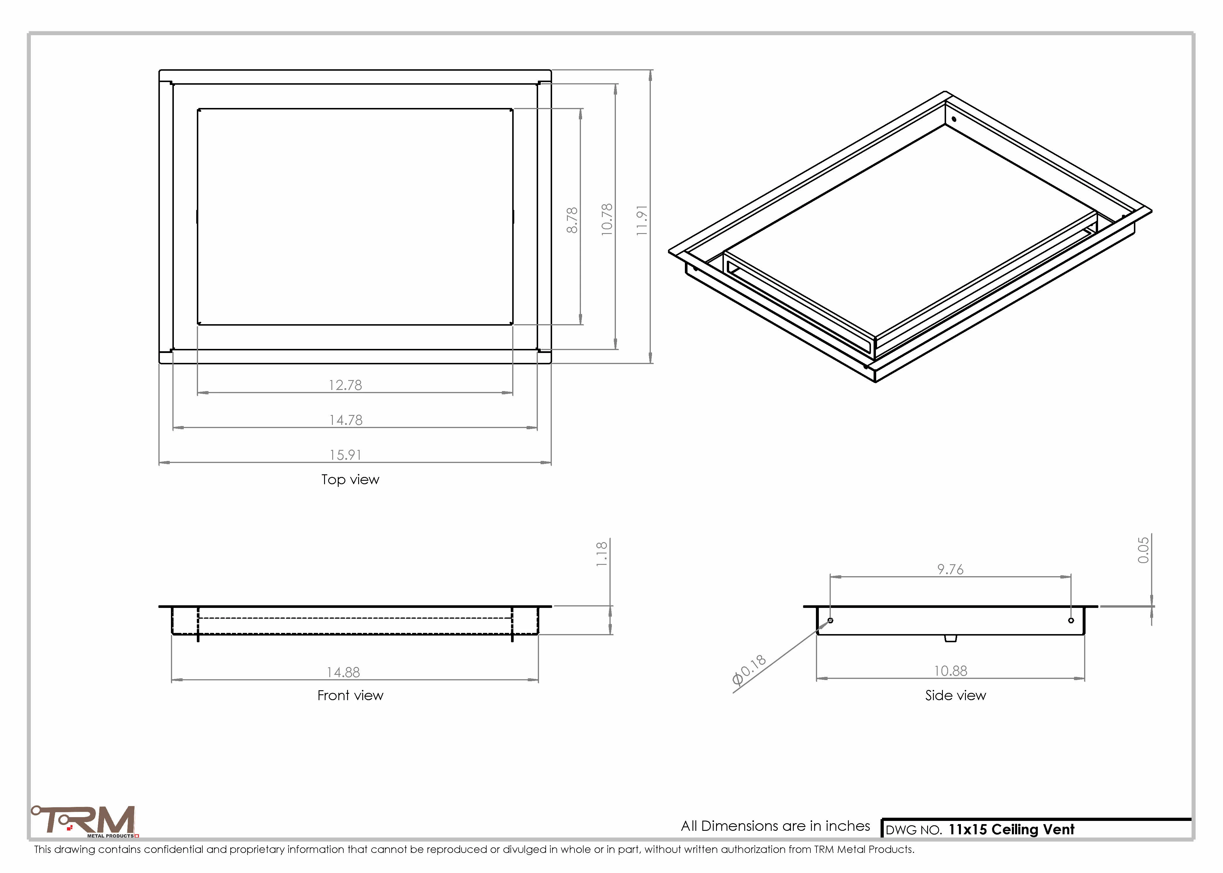 11x15-Modern-Ceiling-Vent Cover-TRM Metal- 15x11 - Image 2