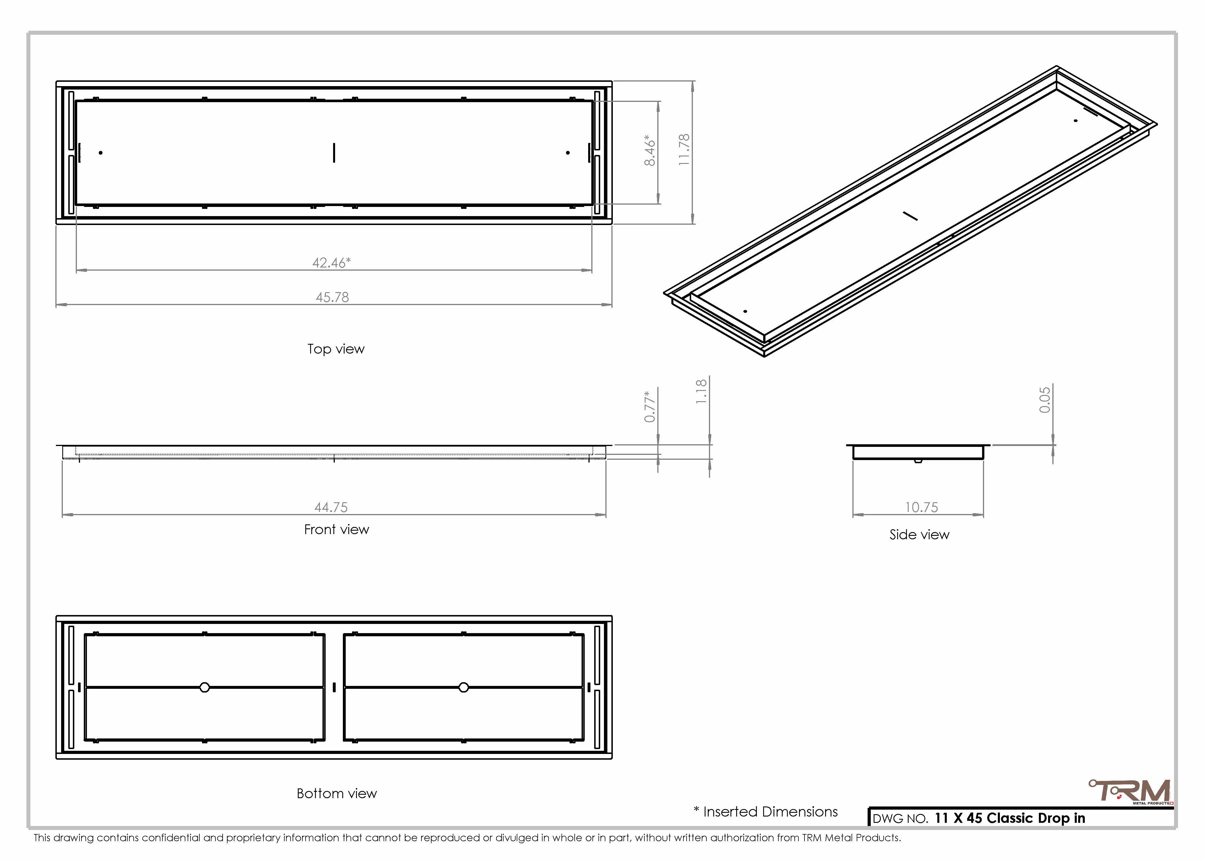 11x45 Classic Drop-in Air Vent, Flush Floor-Matching, All Metal, Floor Vent Cover 45x11 - Image 2