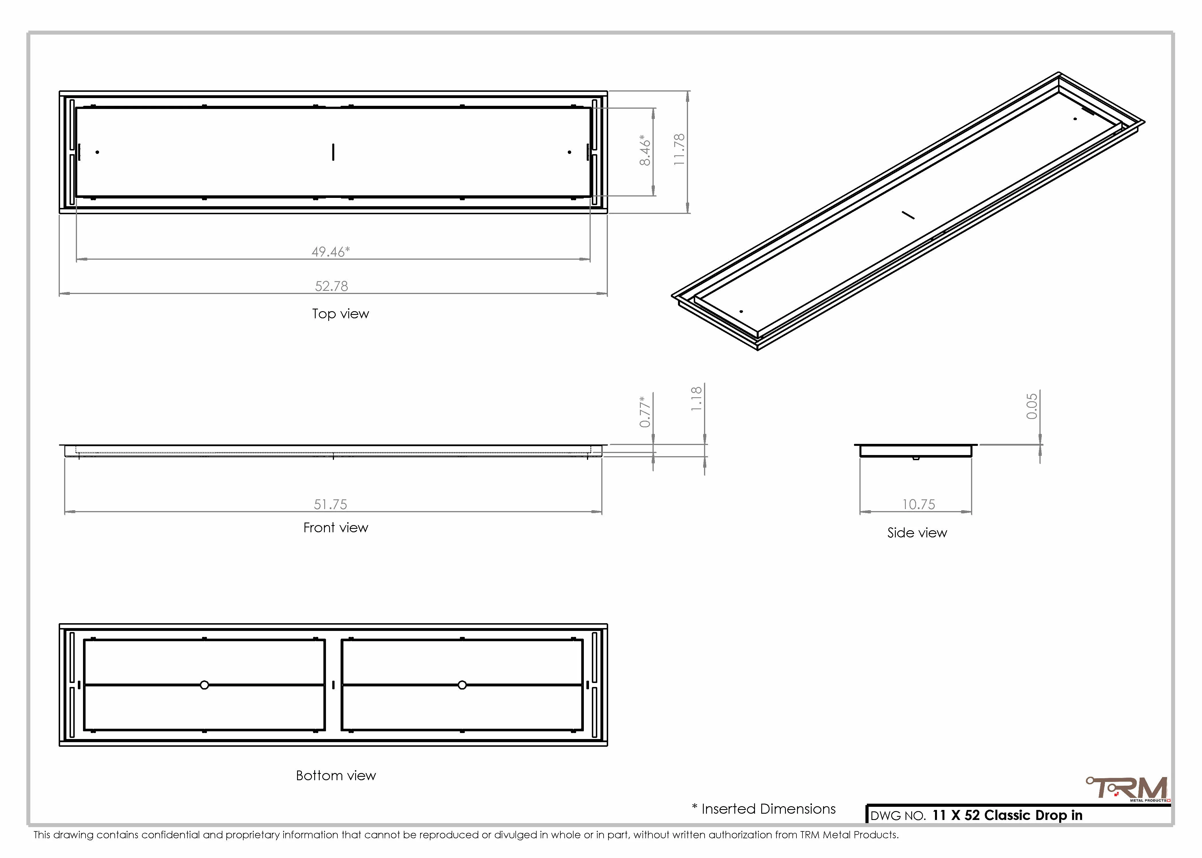 11x52 Classic Drop-in Air Vent, Flush Floor-Matching, All Metal, Floor Vent Cover 52x11 - Image 2