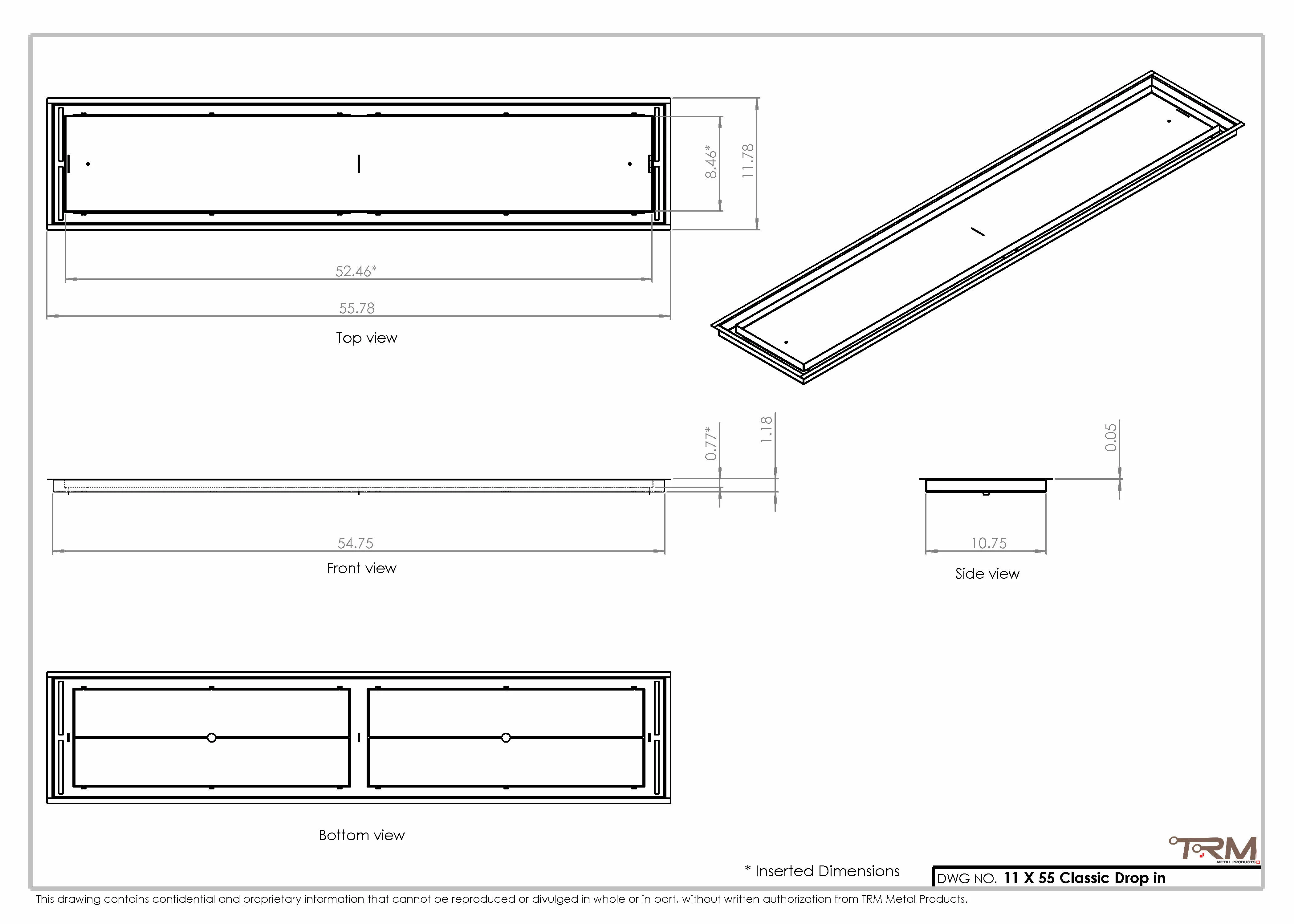 11x55 Classic Drop-in Air Vent, Flush Floor-Matching, All Metal, Floor Vent Cover 55x11 - Image 2