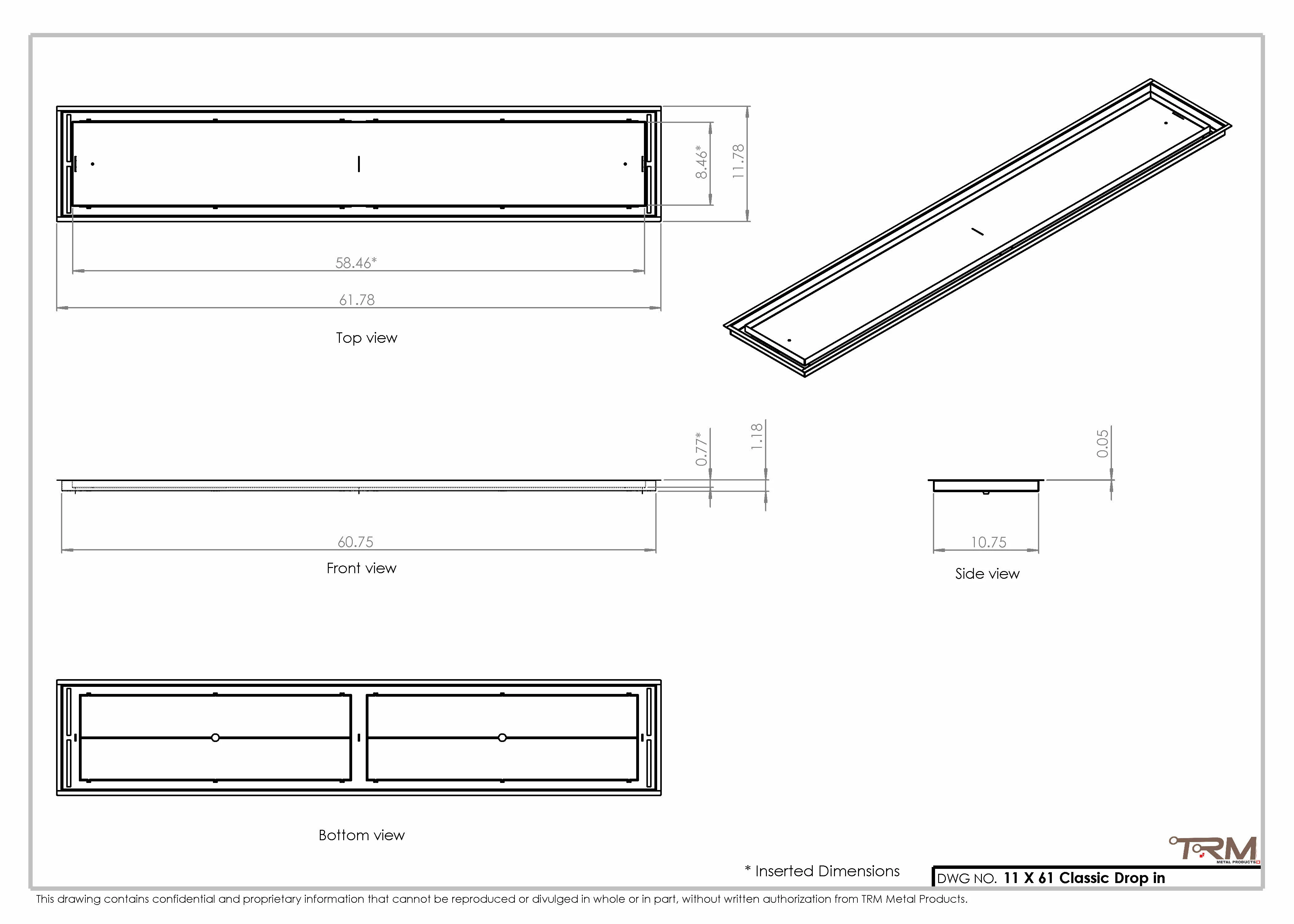 11x61 Classic Drop-in Air Vent, Flush Floor-Matching, All Metal, Floor Vent Cover 61x11 - Image 2
