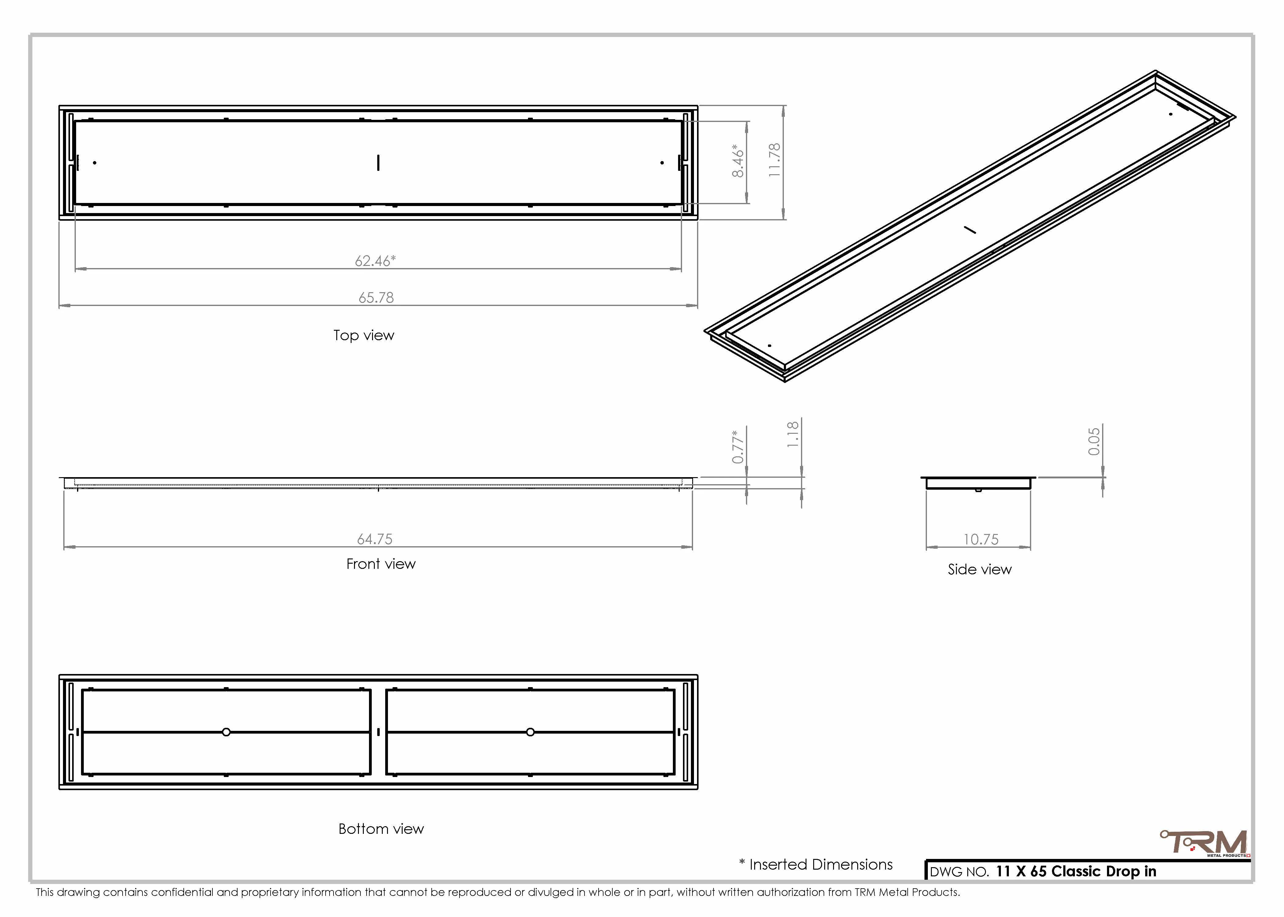 11x65 Classic Drop-in Air Vent, Flush Floor-Matching, All Metal, Floor Vent Cover 65x11 - Image 2