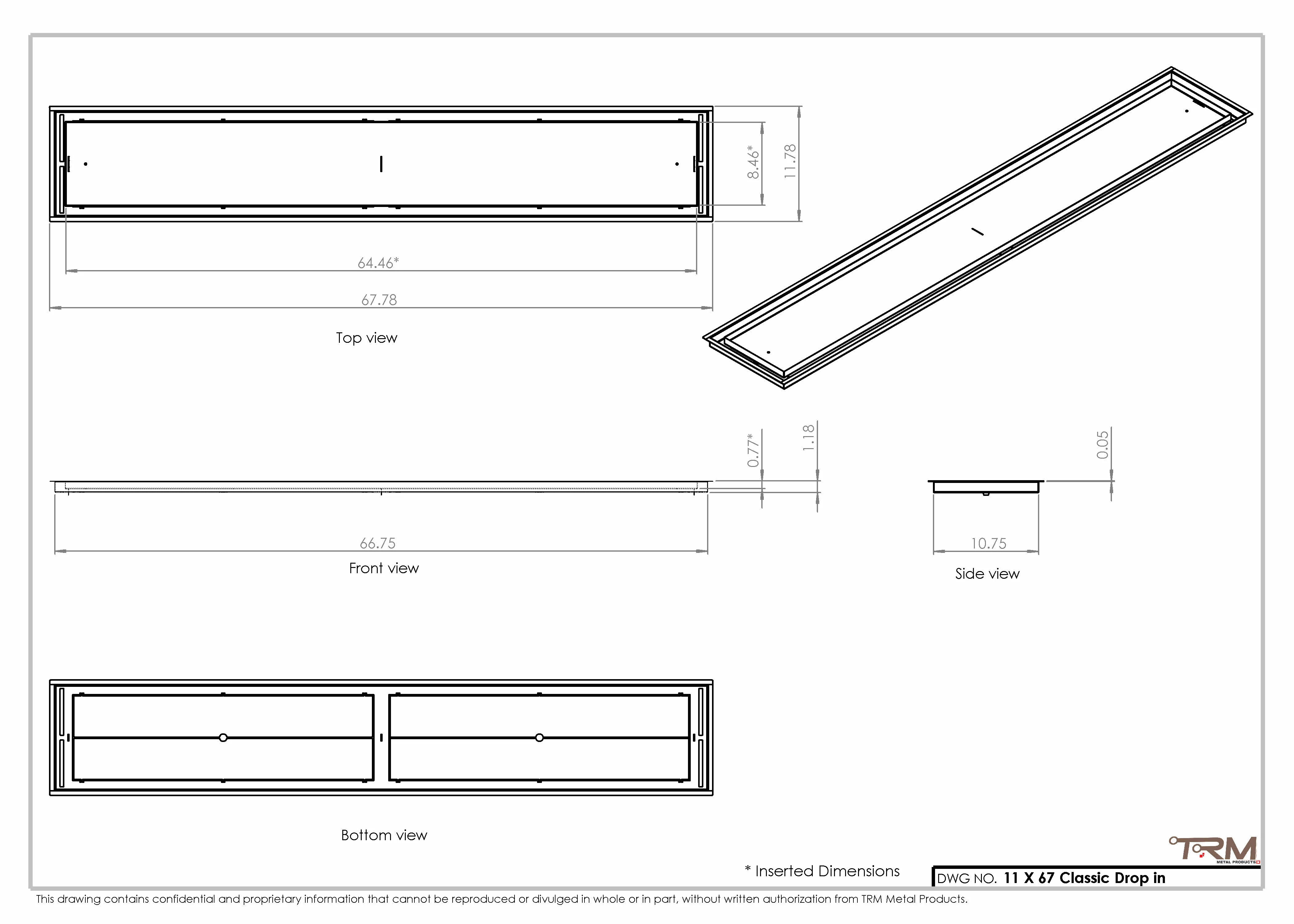 11x67 Classic Drop-in Air Vent, Flush Floor-Matching, All Metal, Floor Vent Cover 67x11 - Image 2