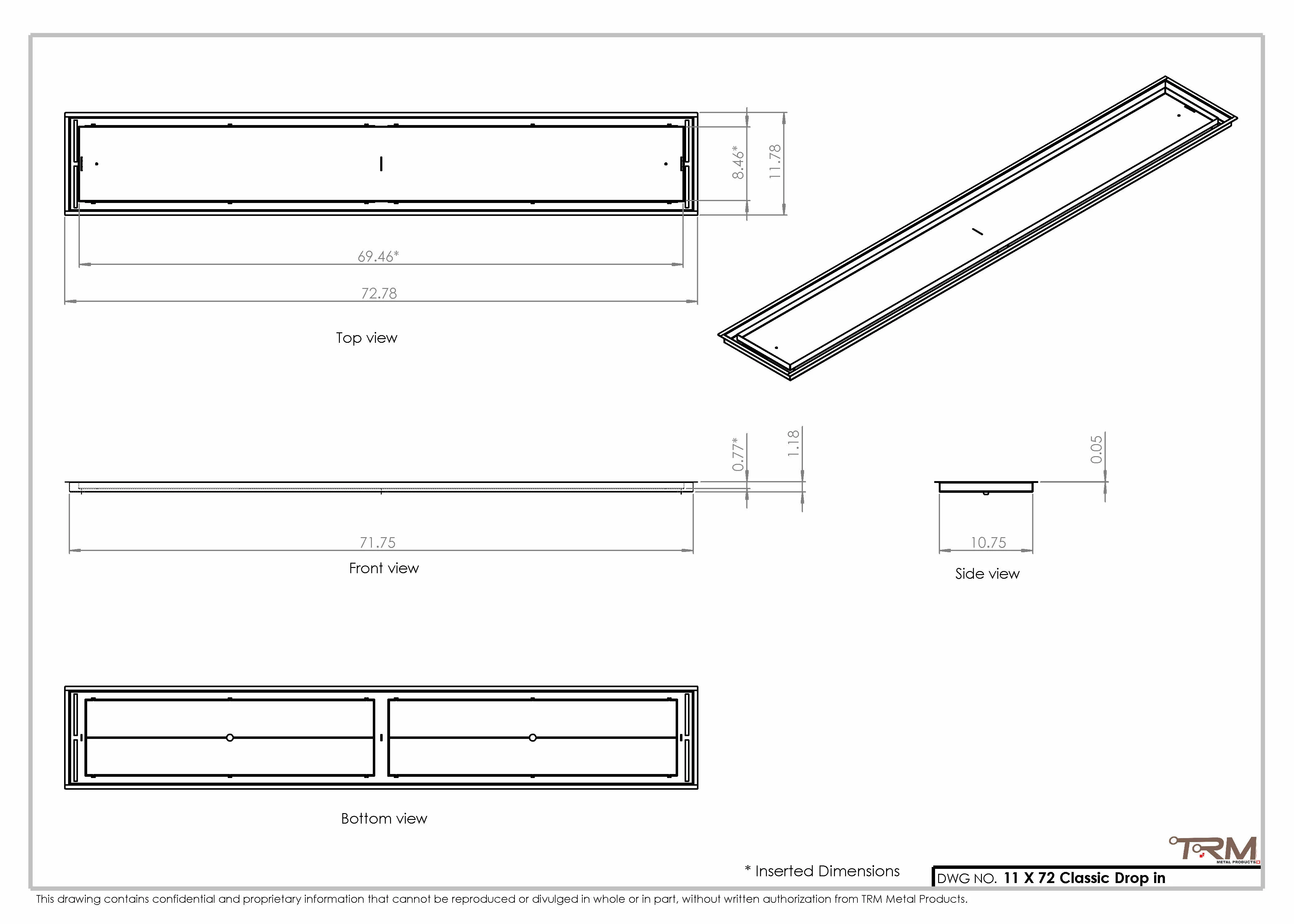 11x72 Classic Drop-in Air Vent, Flush Floor-Matching, All Metal, Floor Vent Cover 72x11 - Image 2