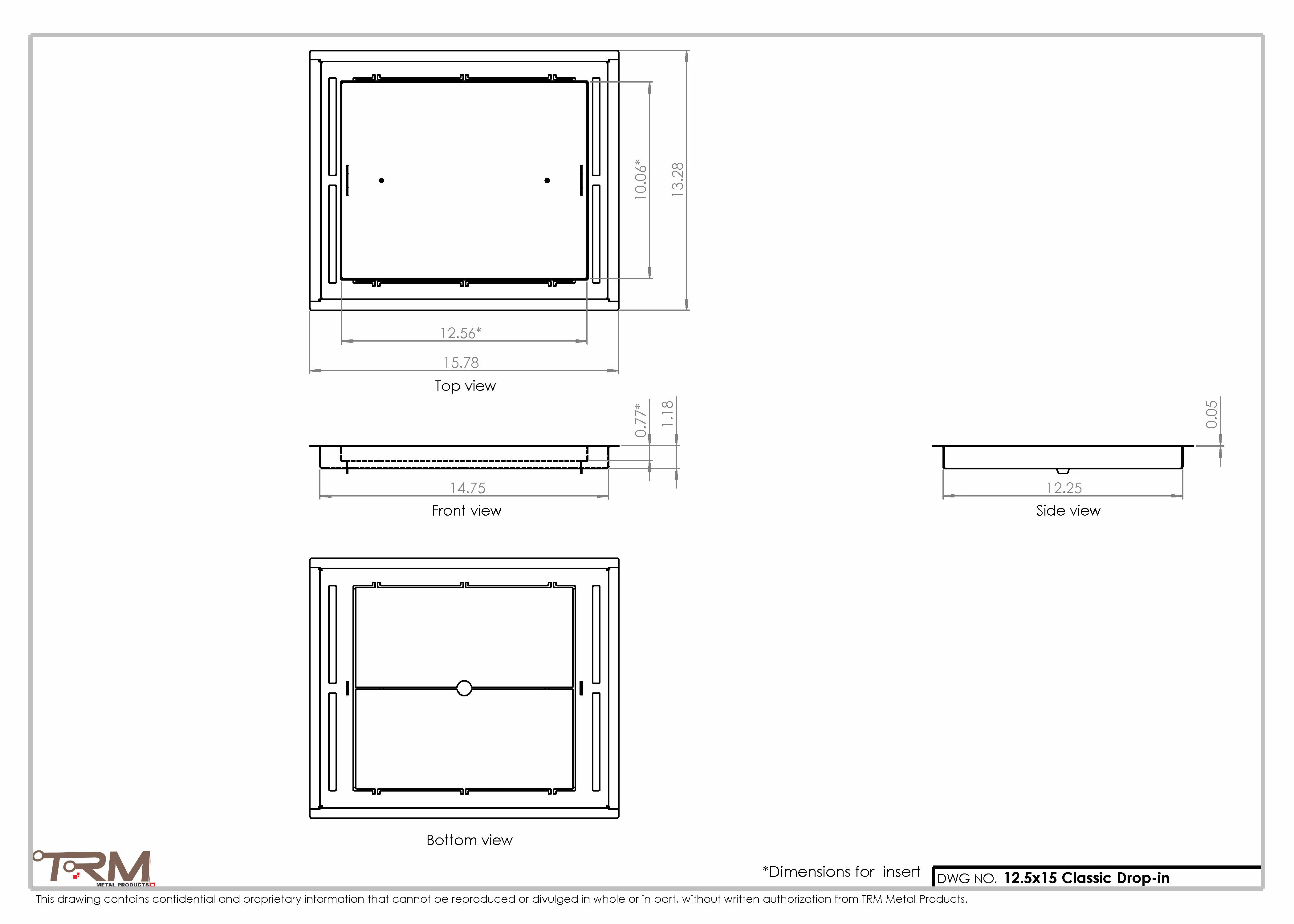 12.5x15 - Classic Drop-in Air Vent, Flush Floor-Matching, All Metal, Floor Vent Cover - TRM Metal 15x12.5 - Image 2