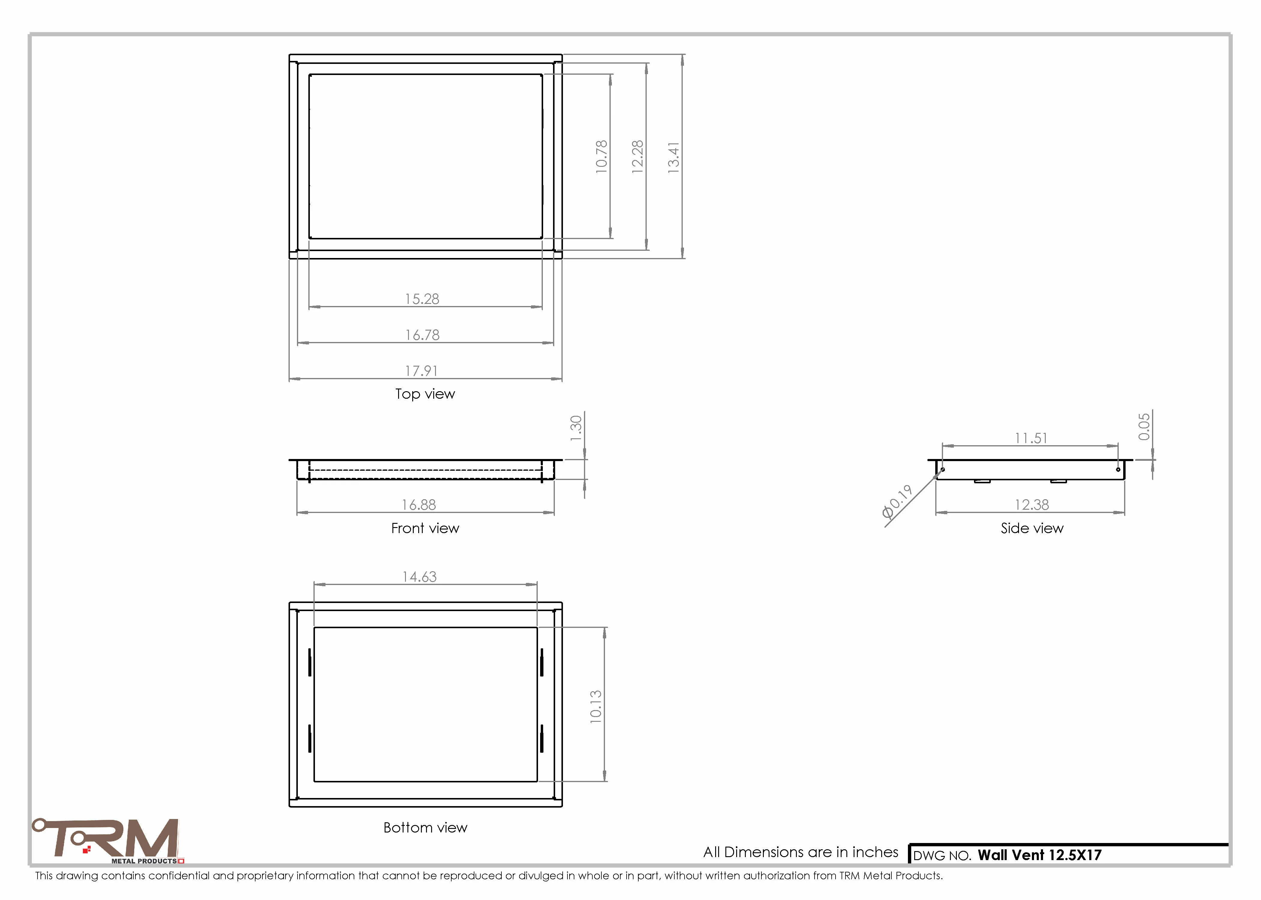 12.5x17 - Wall Vent - Modern Vent Cover -  Return Air Vent - TRM Metal  17x12.5 - Image 2