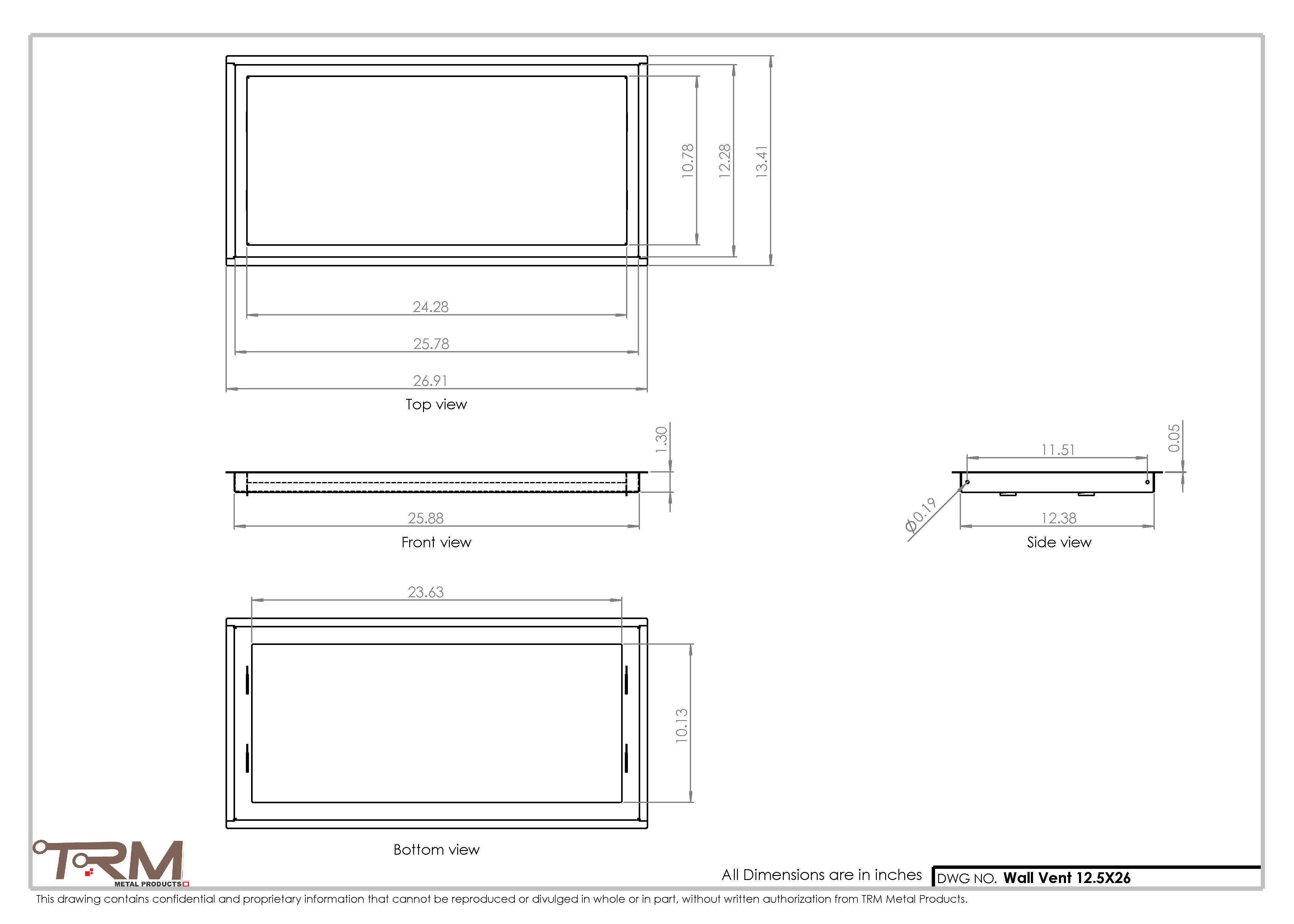 12.5x26 - Wall Vent - Modern Vent Cover -  Return Air Vent - TRM Metal  26x12.5 - Image 2