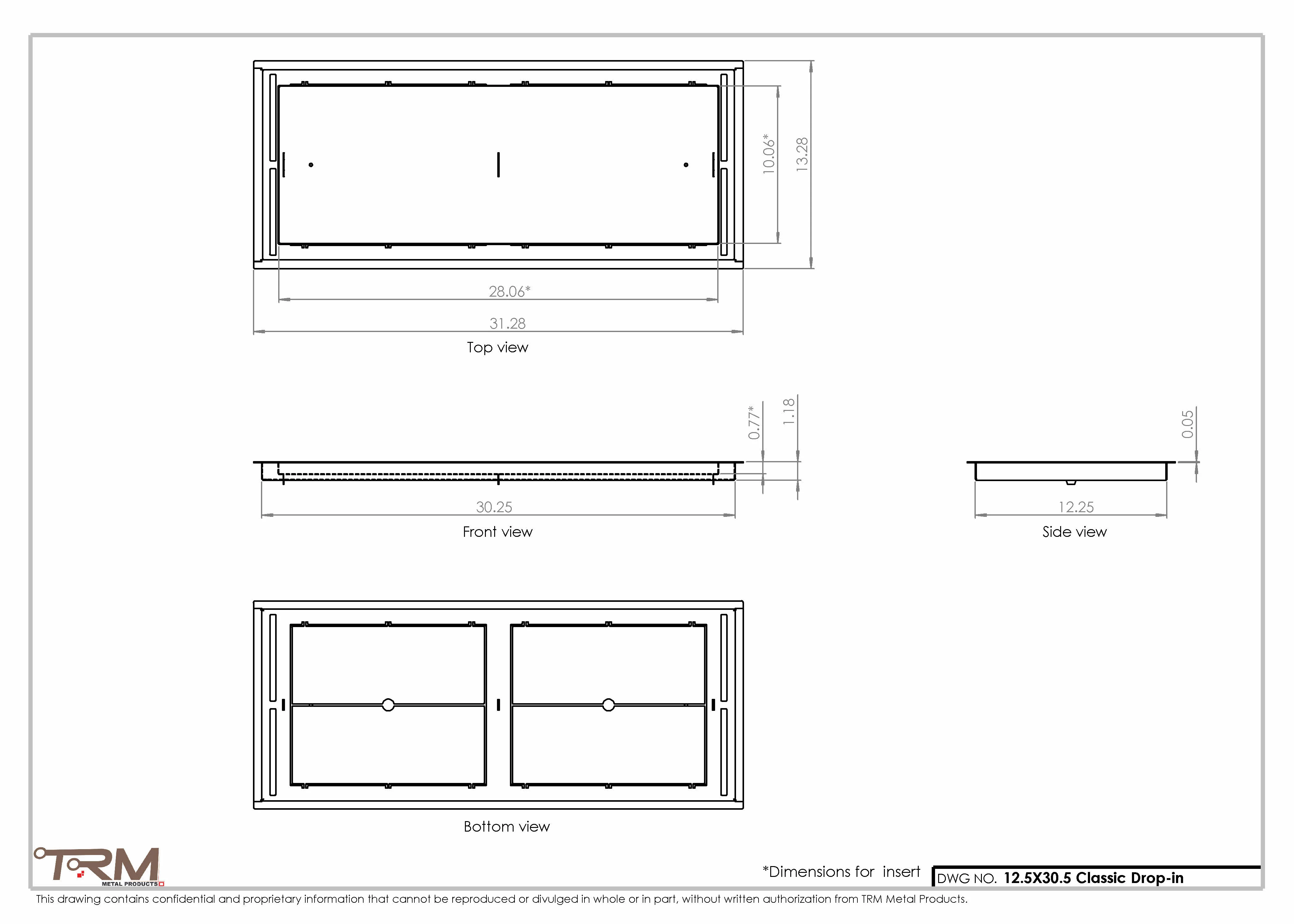 12.5x30.5 - Classic Drop-in Air Vent, Flush Floor-Matching, All Metal, Floor Vent Cover - TRM Metal  30.5x12.5 - Image 2