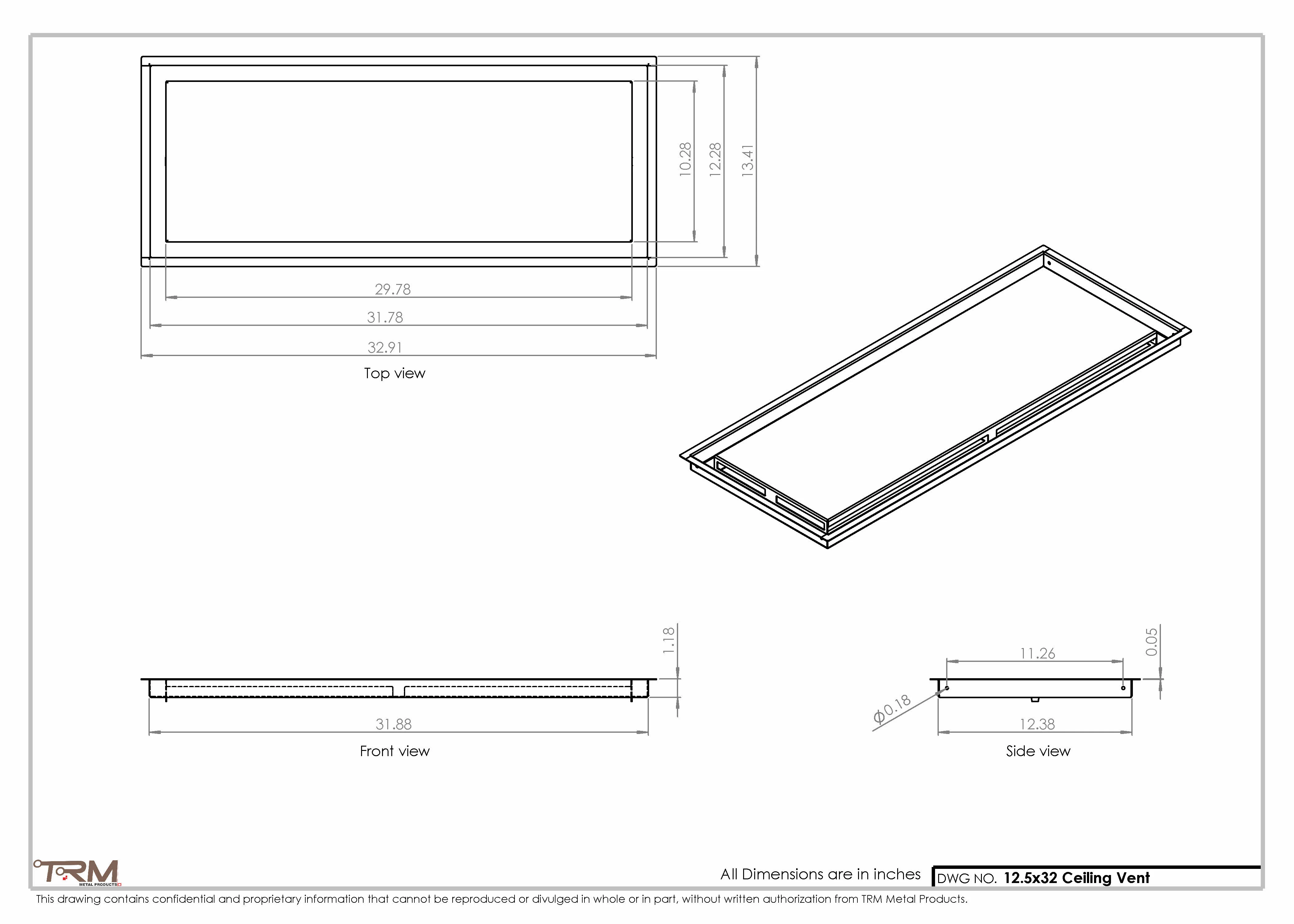 12.5x32 - Modern-Ceiling-Vent Cover-TRM Metal - 32x12.5 - Image 2