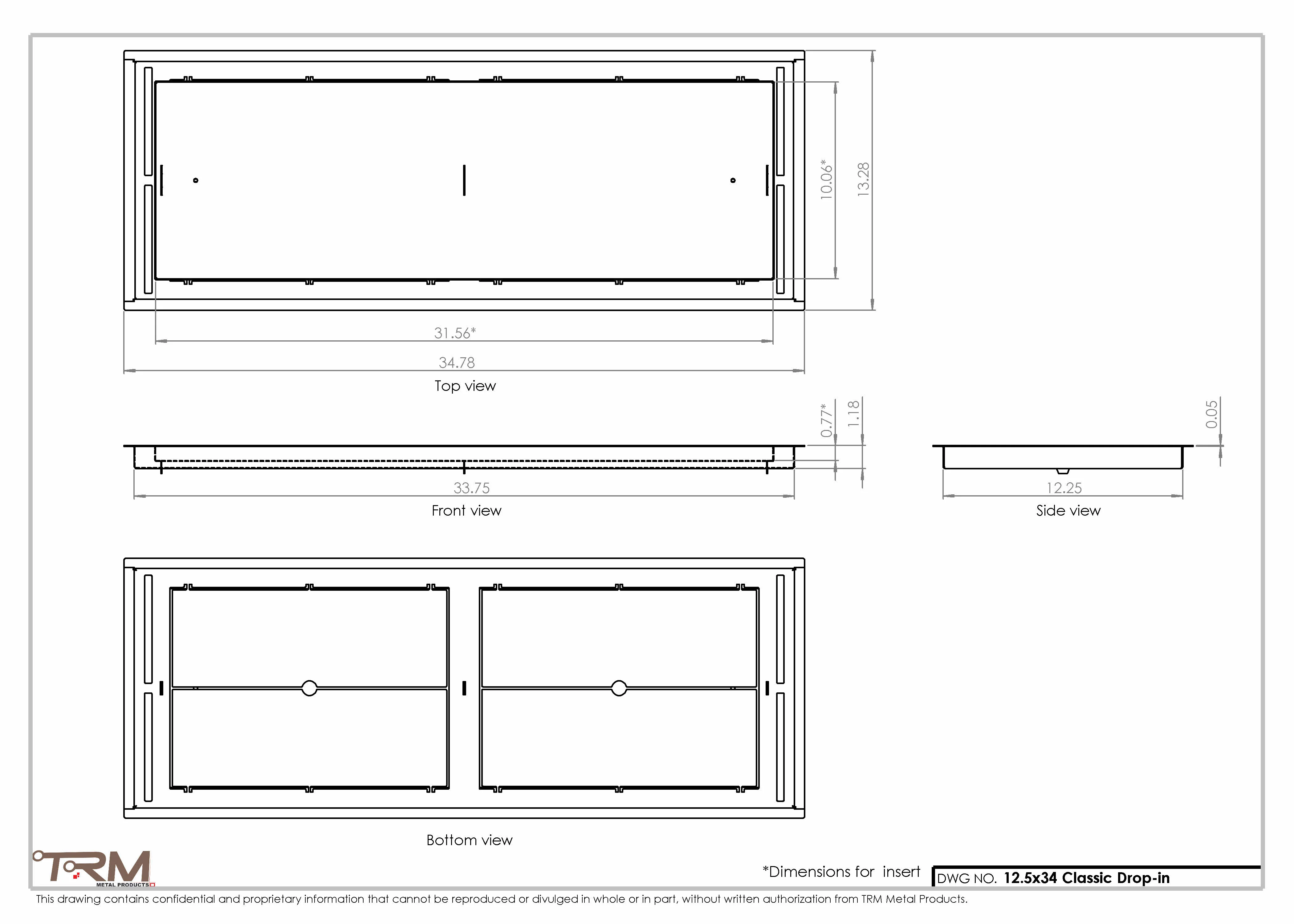 12.5x34 - Classic Drop-in Air Vent, Flush Floor-Matching, All Metal, Floor Vent Cover - TRM Metal  34x12.5 - Image 2